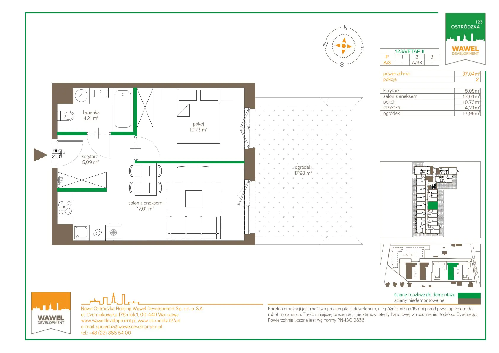 Mieszkanie 37,04 m², parter, oferta nr 123 A/A-3, Ostródzka 123 - Etap II, Warszawa, Białołęka, Brzeziny, ul. Ostródzka 123-idx