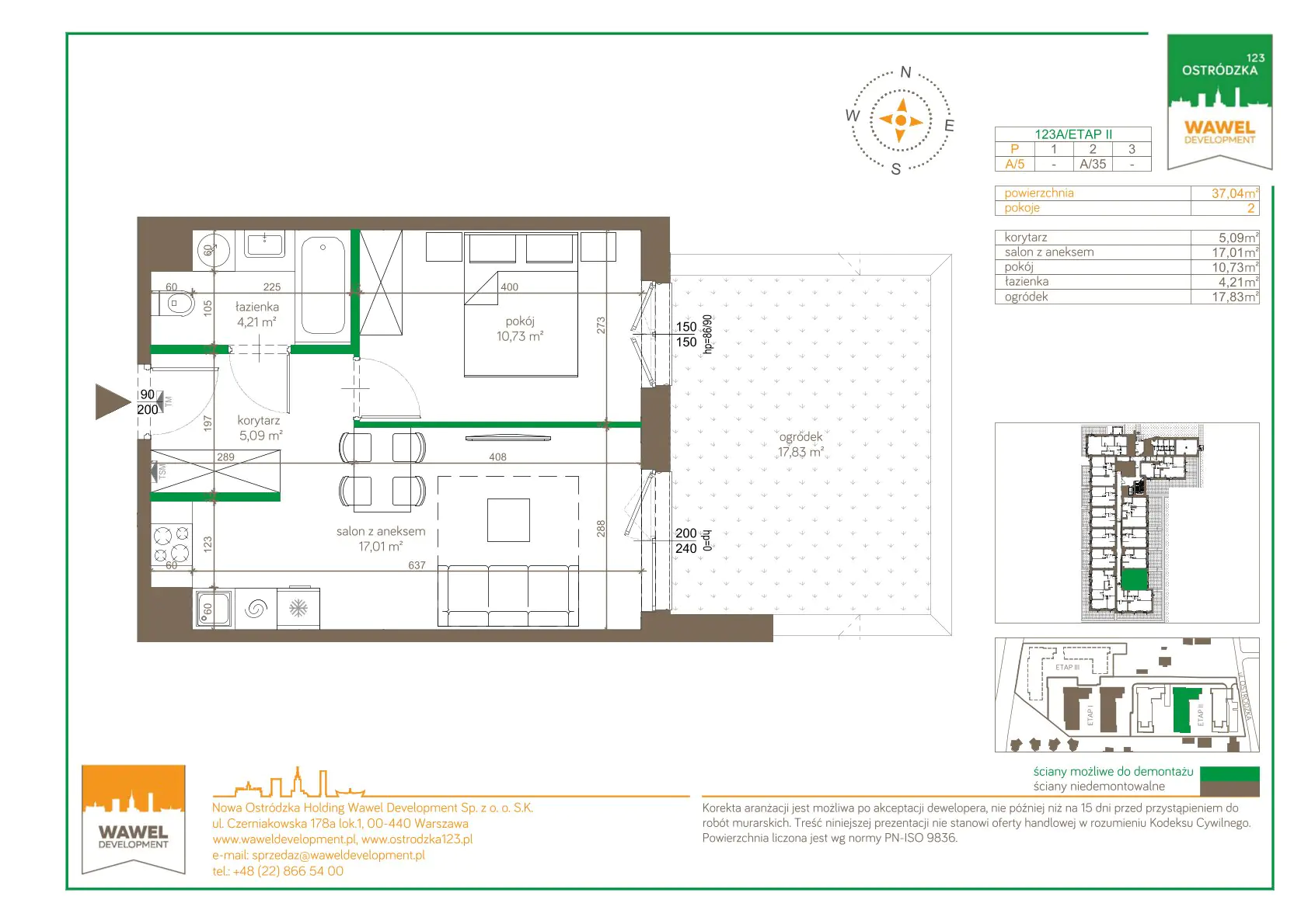 Mieszkanie 37,04 m², parter, oferta nr 123 A/A-5, Ostródzka 123 - Etap II, Warszawa, Białołęka, Brzeziny, ul. Ostródzka 123-idx