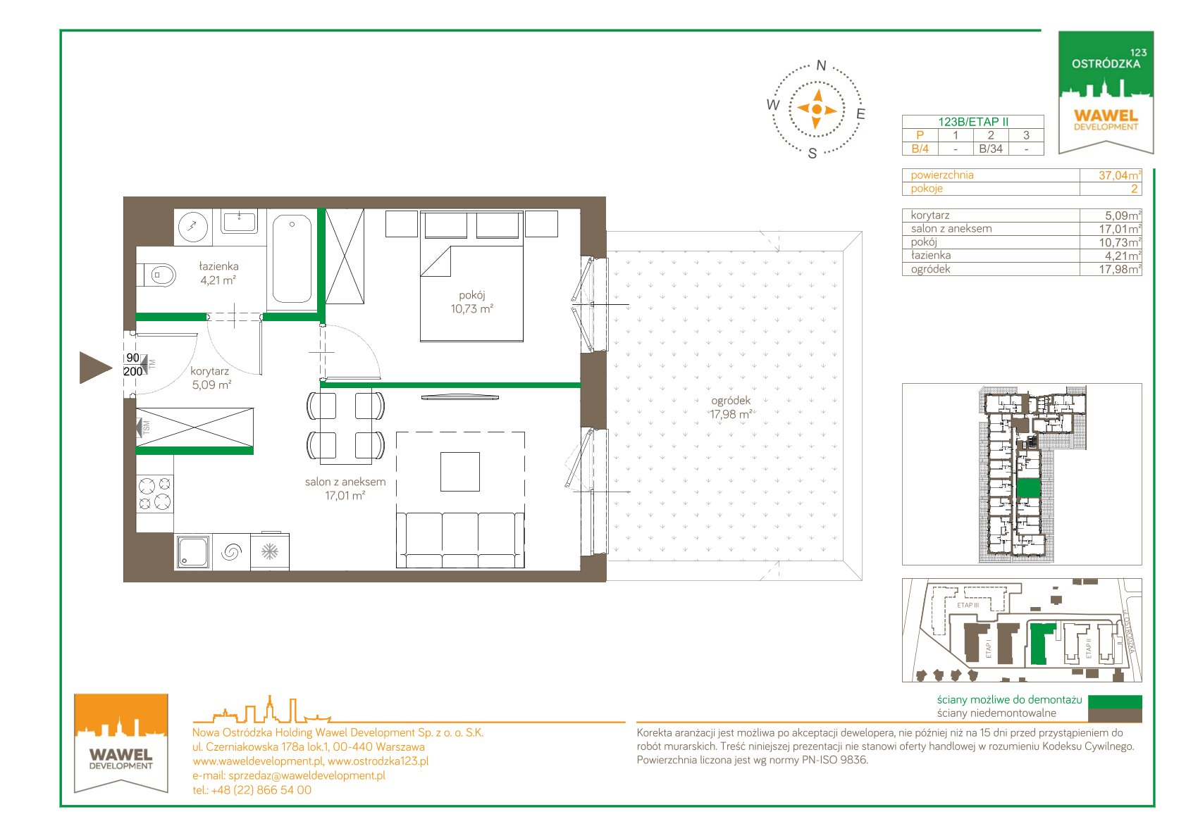 Mieszkanie 37,04 m², parter, oferta nr 123 B/B-4, Ostródzka 123 - Etap II, Warszawa, Białołęka, Brzeziny, ul. Ostródzka 123-idx