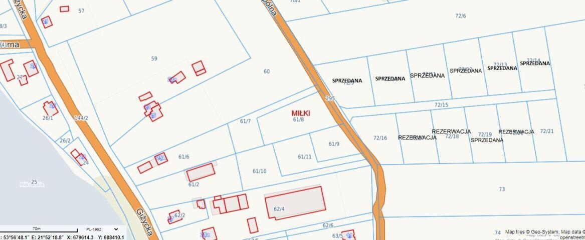 Działka 1 451,00 m², oferta nr , 1912, Miłki, Wspólna-idx