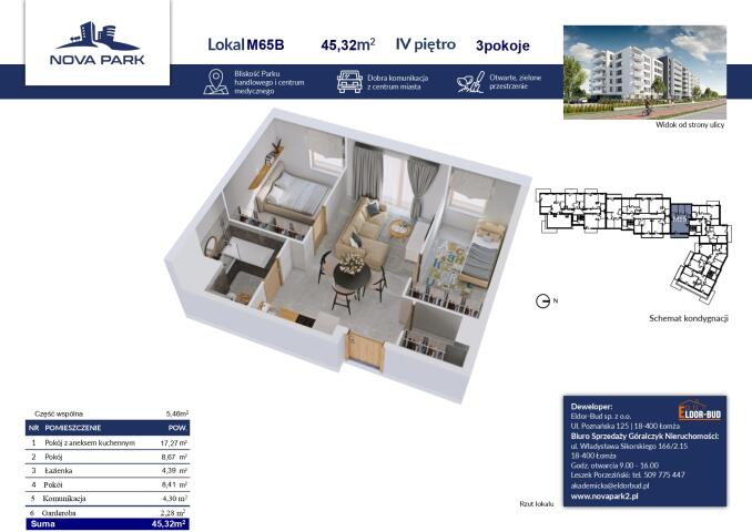 Mieszkanie 48,05 m², piętro 4, oferta nr , 2123, Łomża, Akademicka-idx