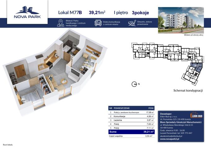 Mieszkanie 40,97 m², piętro 1, oferta nr , 2125, Łomża, Akademicka-idx