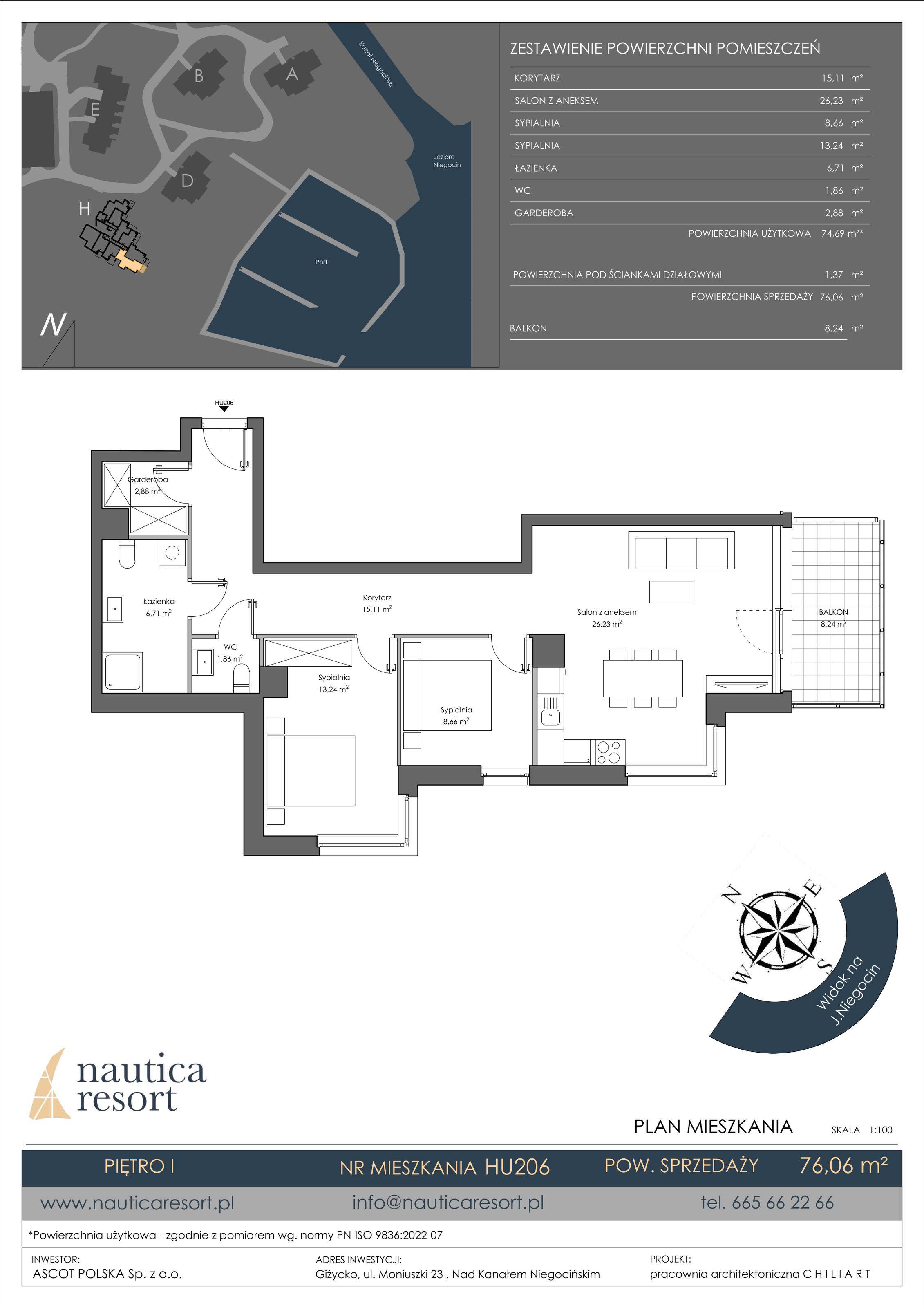 Apartament 76,06 m², piętro 1, oferta nr H.206, Nautica Resort, Giżycko, ul. Moniuszki 23-idx