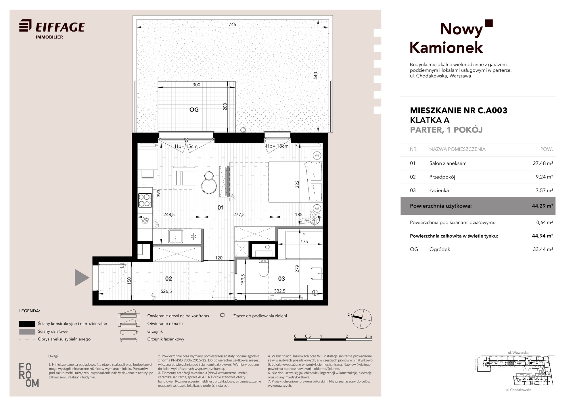 Apartament 44,29 m², parter, oferta nr C.A003, Nowy Kamionek, Warszawa, Praga Południe, Kamionek, ul. Chodakowska-idx