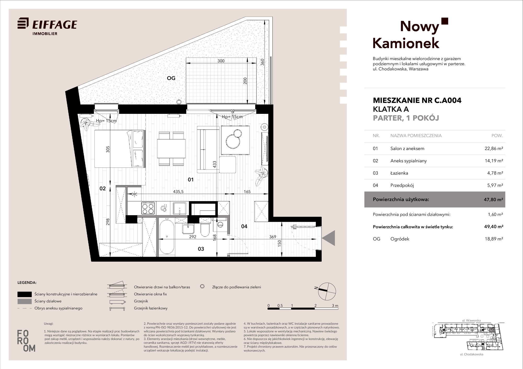 Apartament 47,80 m², parter, oferta nr C.A004, Nowy Kamionek, Warszawa, Praga Południe, Kamionek, ul. Chodakowska-idx