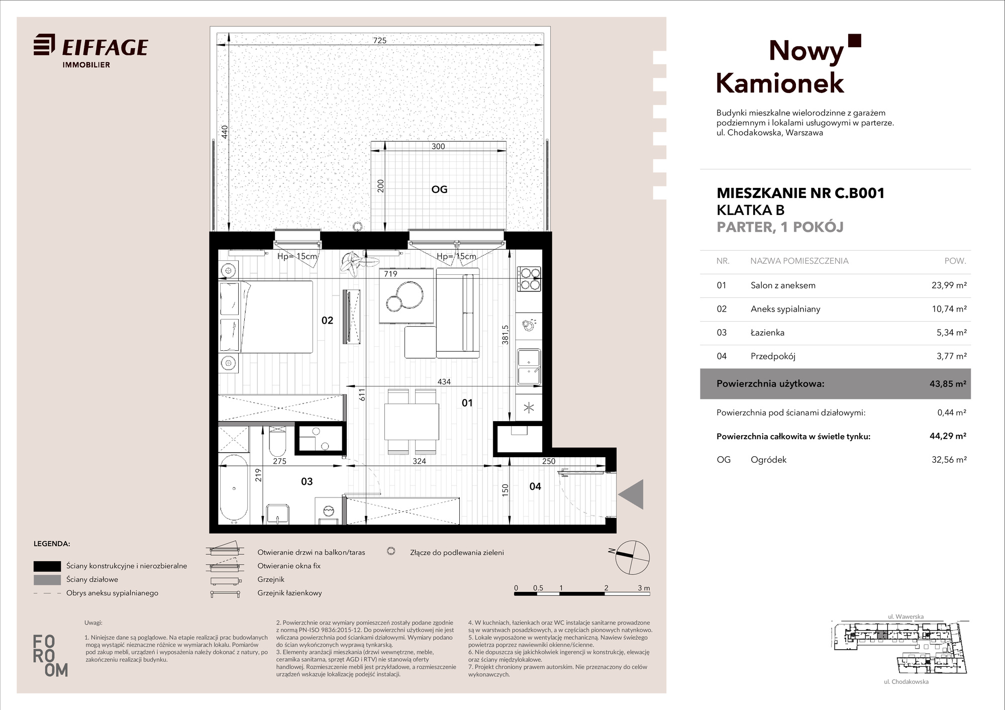 Apartament 43,85 m², parter, oferta nr C.B001, Nowy Kamionek, Warszawa, Praga Południe, Kamionek, ul. Chodakowska-idx