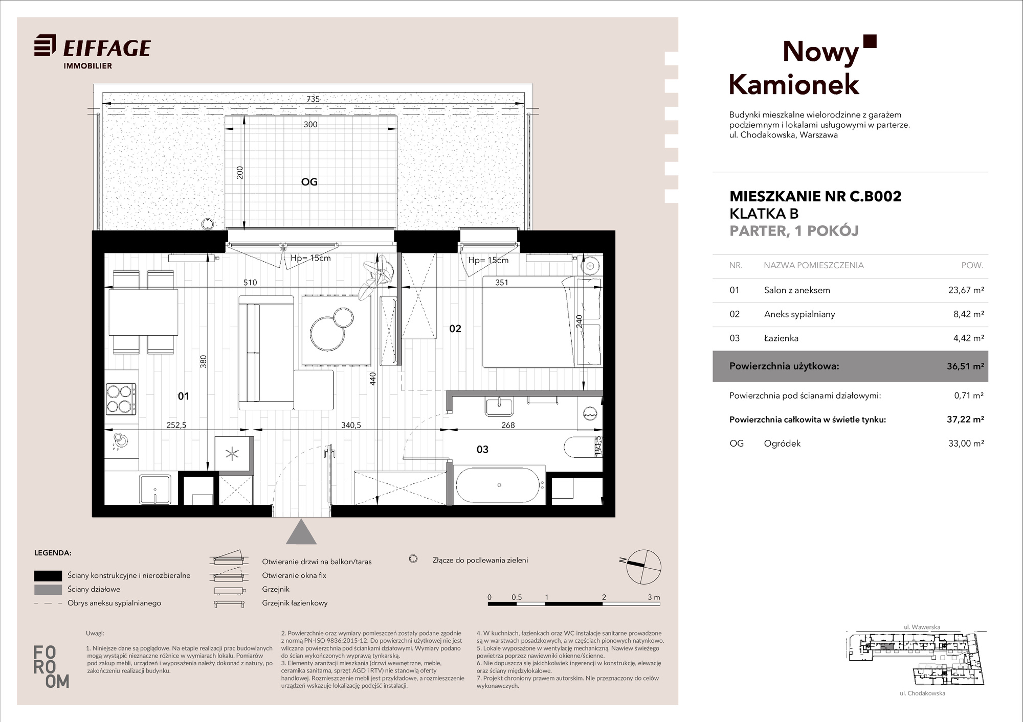 Apartament 36,51 m², parter, oferta nr C.B002, Nowy Kamionek, Warszawa, Praga Południe, Kamionek, ul. Chodakowska-idx