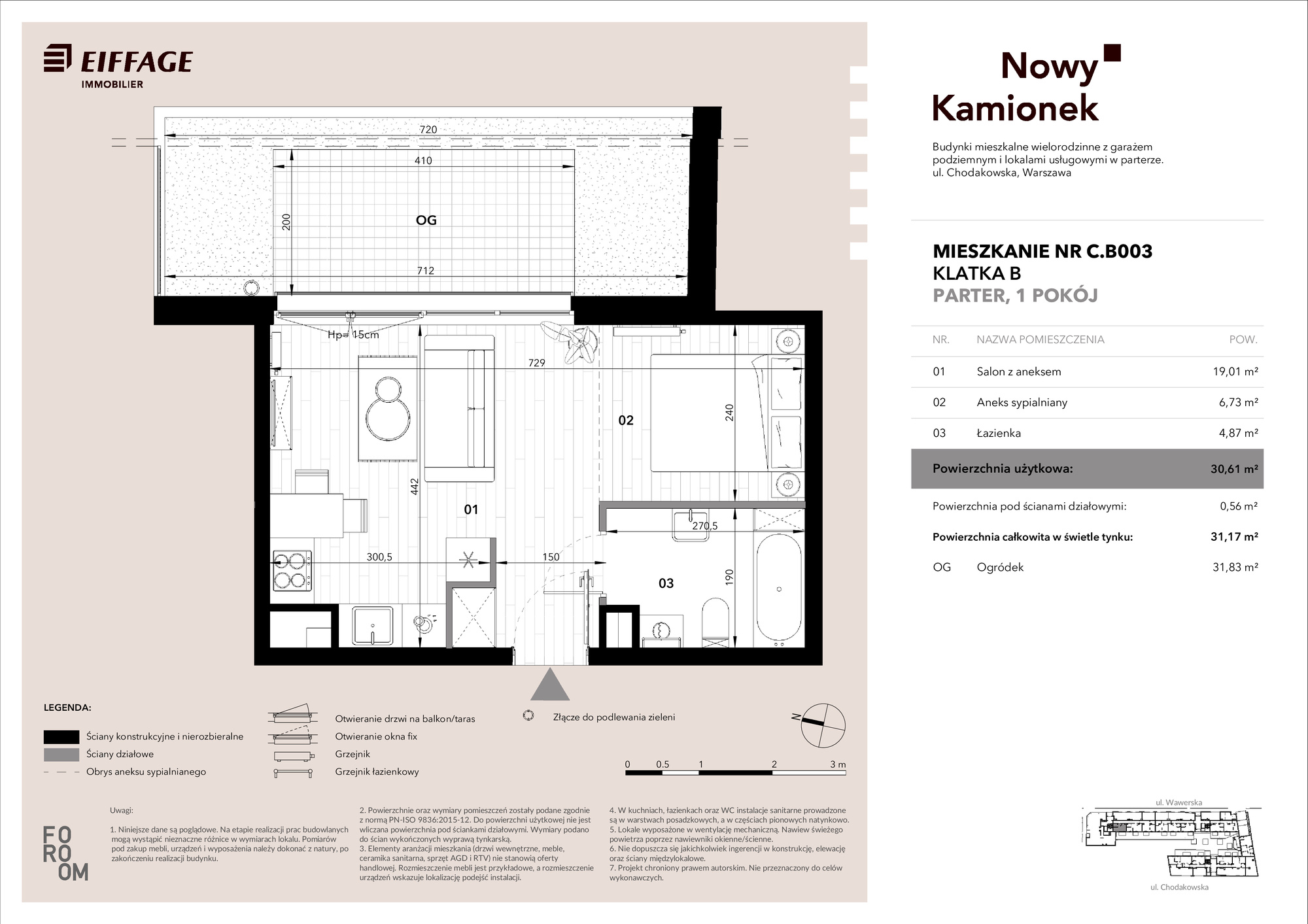 Apartament 30,61 m², parter, oferta nr C.B003, Nowy Kamionek, Warszawa, Praga Południe, Kamionek, ul. Chodakowska-idx