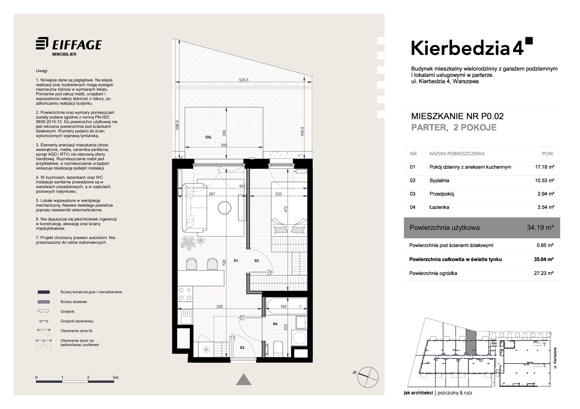 Mieszkanie 34,19 m², parter, oferta nr P0.02, Kierbedzia 4, Warszawa, Mokotów, Sielce, ul. Kierbedzia 4-idx