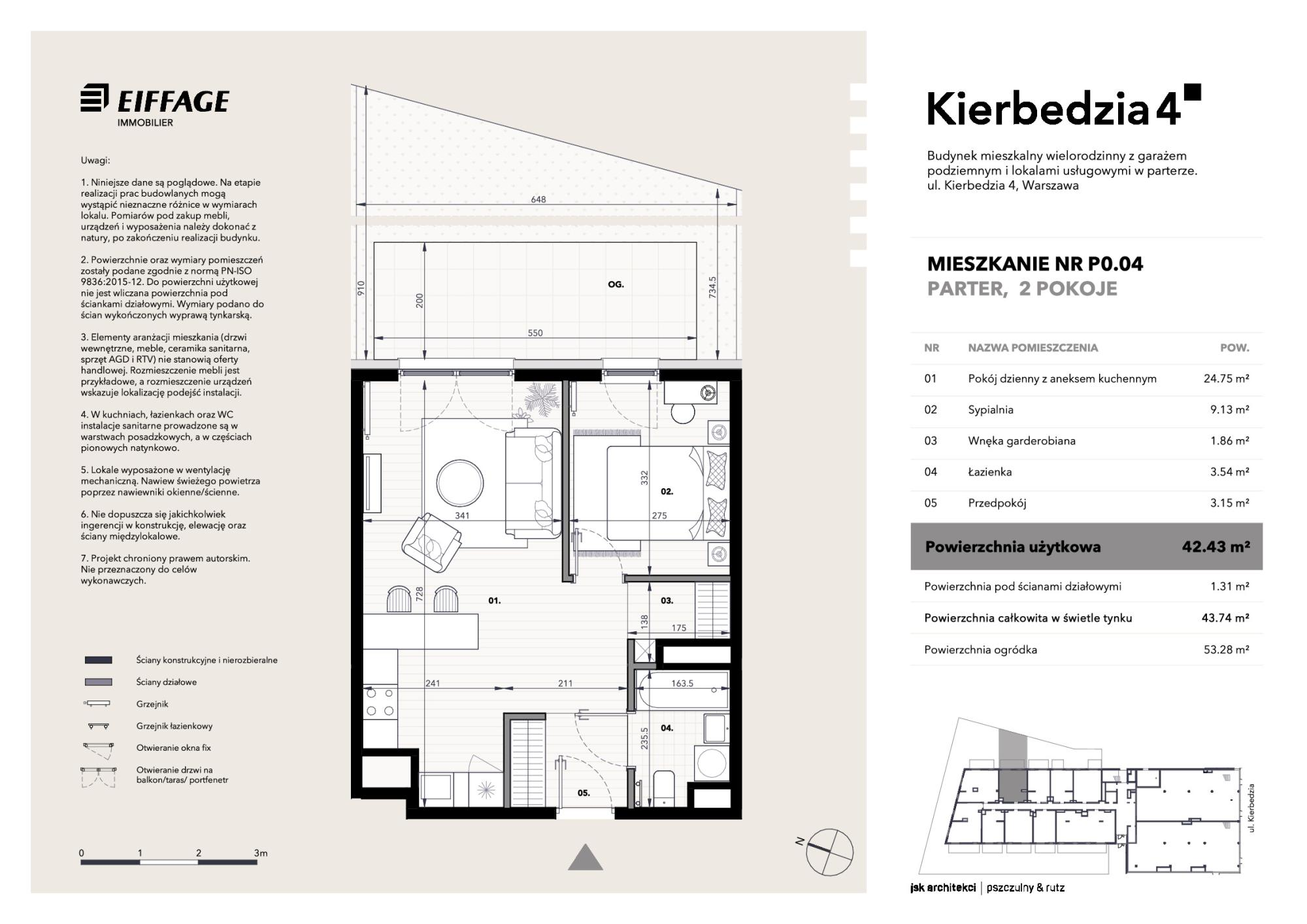 Apartament 42,43 m², parter, oferta nr P0.04, Kierbedzia 4, Warszawa, Mokotów, Sielce, ul. Kierbedzia 4-idx