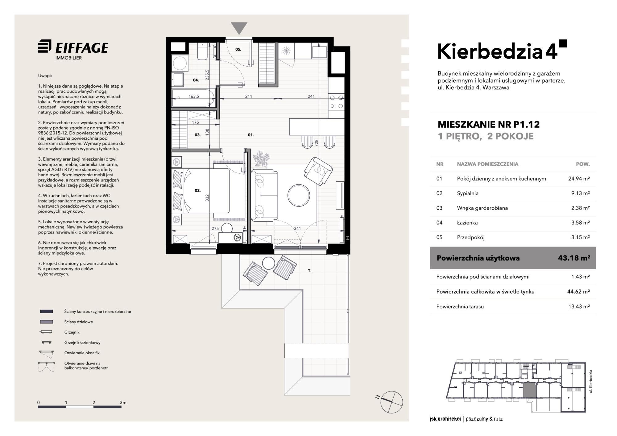 Apartament 43,18 m², piętro 1, oferta nr P1.12, Kierbedzia 4, Warszawa, Mokotów, Sielce, ul. Kierbedzia 4-idx