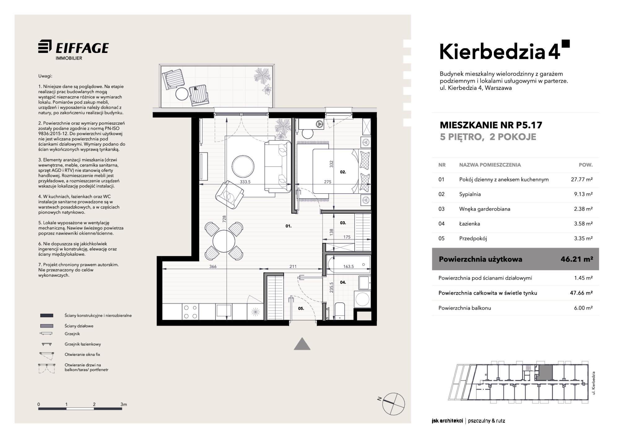 Apartament 46,21 m², piętro 5, oferta nr P5.17, Kierbedzia 4, Warszawa, Mokotów, Sielce, ul. Kierbedzia 4-idx