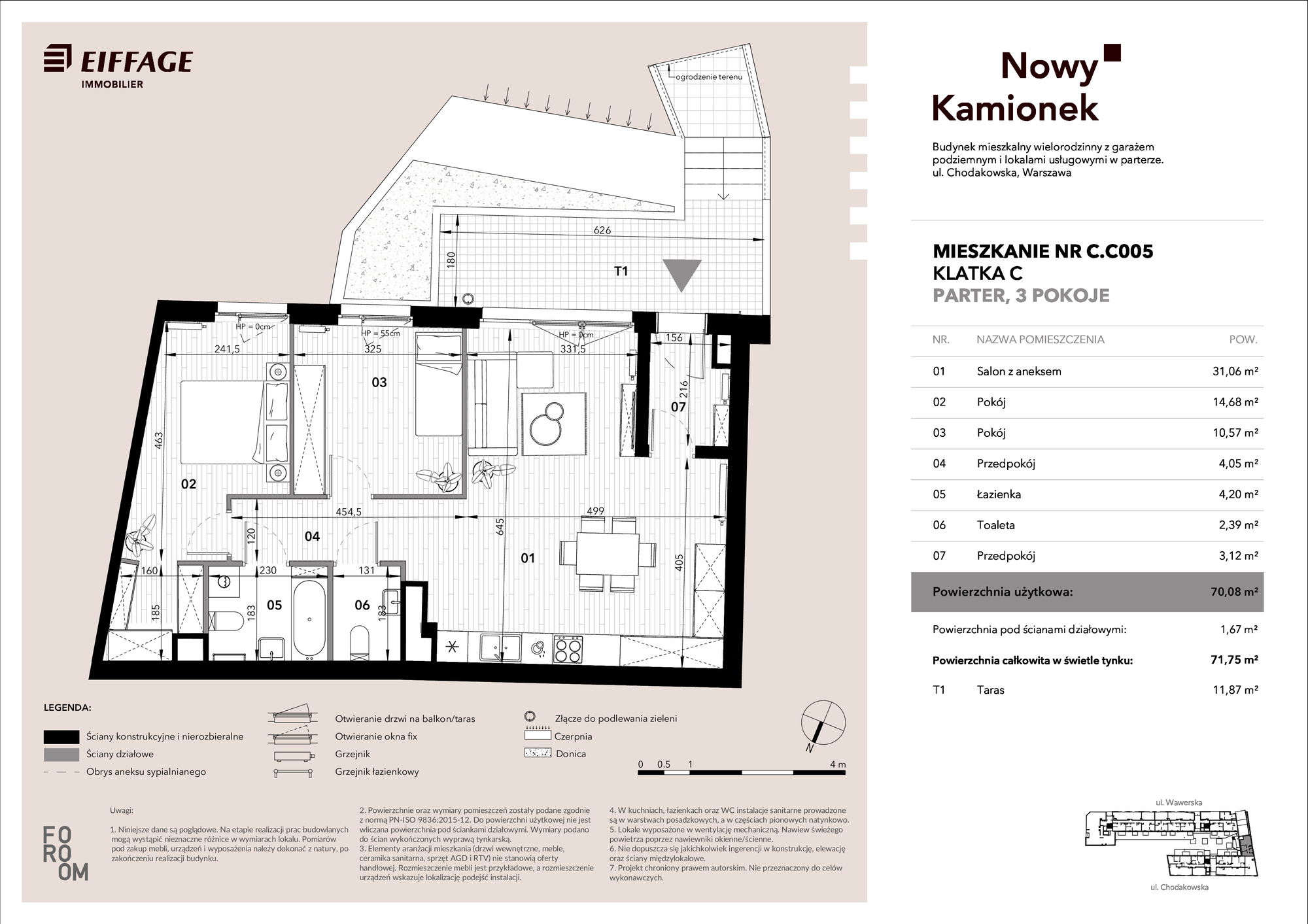 Apartament 70,16 m², parter, oferta nr C.C005, Nowy Kamionek, Warszawa, Praga Południe, Kamionek, ul. Chodakowska-idx