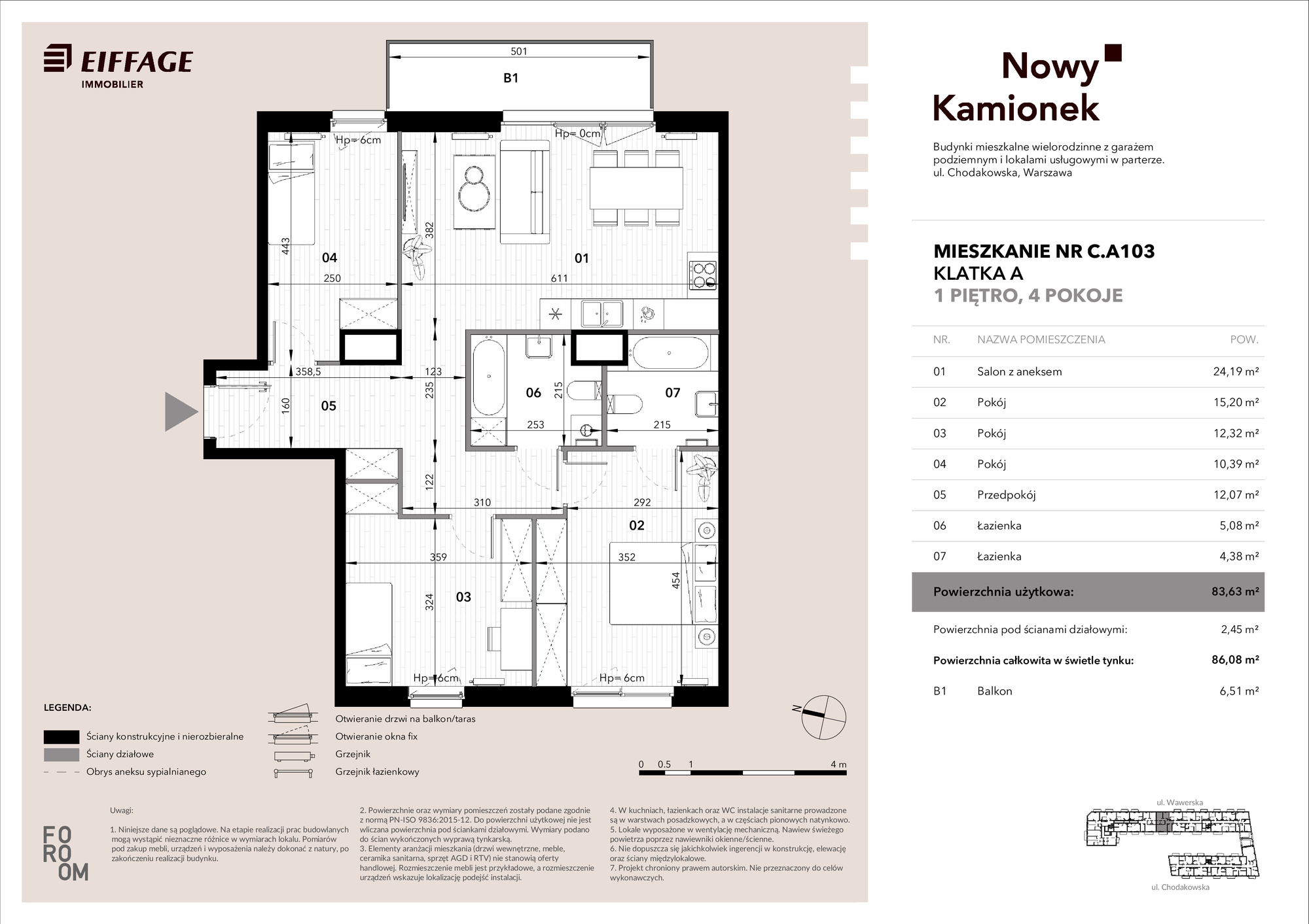 Apartament 83,63 m², piętro 1, oferta nr C.A103, Nowy Kamionek, Warszawa, Praga Południe, Kamionek, ul. Chodakowska-idx