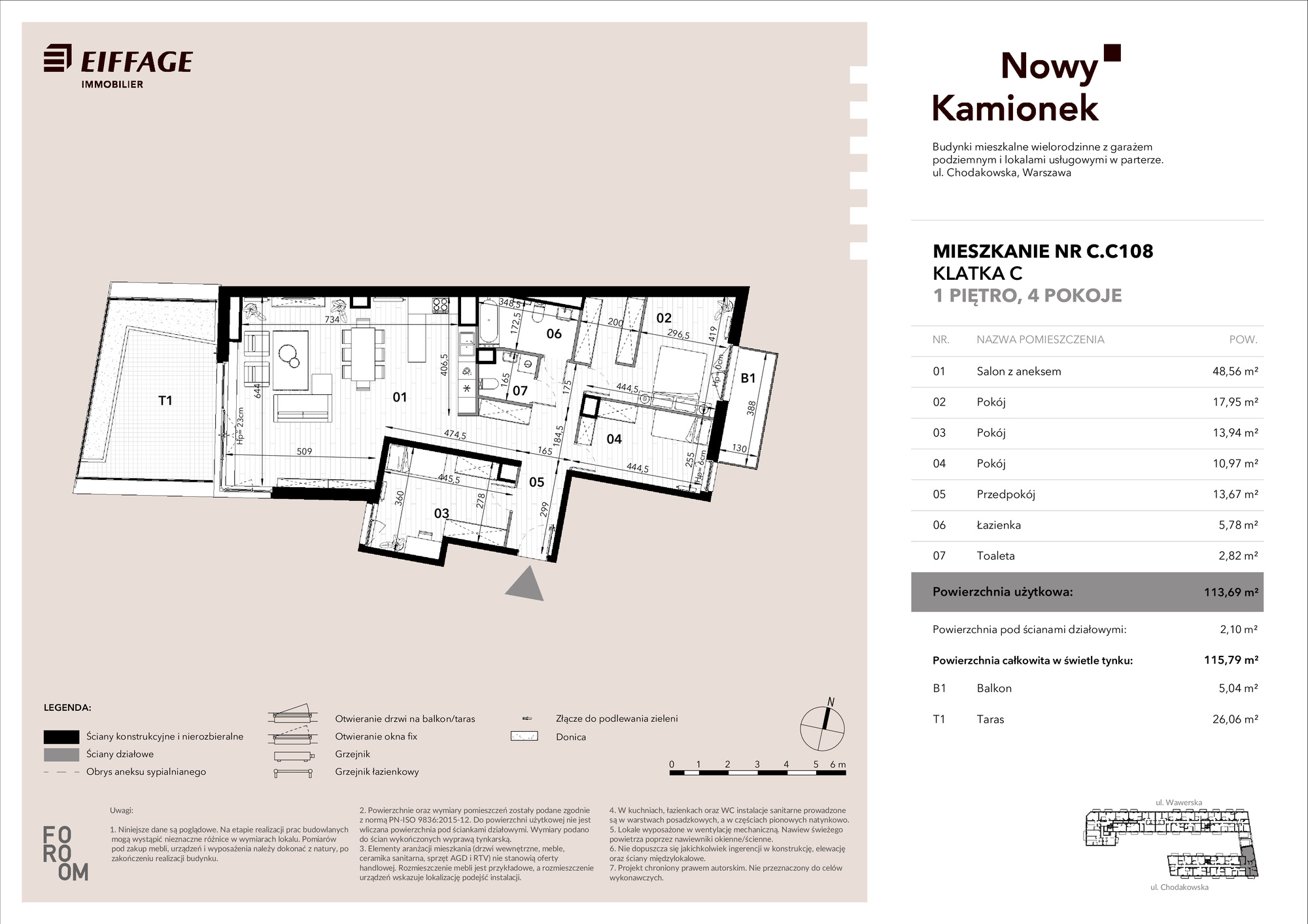 Apartament 113,69 m², piętro 1, oferta nr C.C108, Nowy Kamionek, Warszawa, Praga Południe, Kamionek, ul. Chodakowska-idx