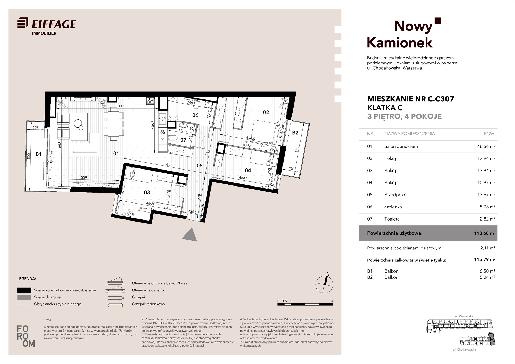 Apartament 113,68 m², piętro 3, oferta nr C.C307, Nowy Kamionek, Warszawa, Praga Południe, Kamionek, ul. Chodakowska-idx