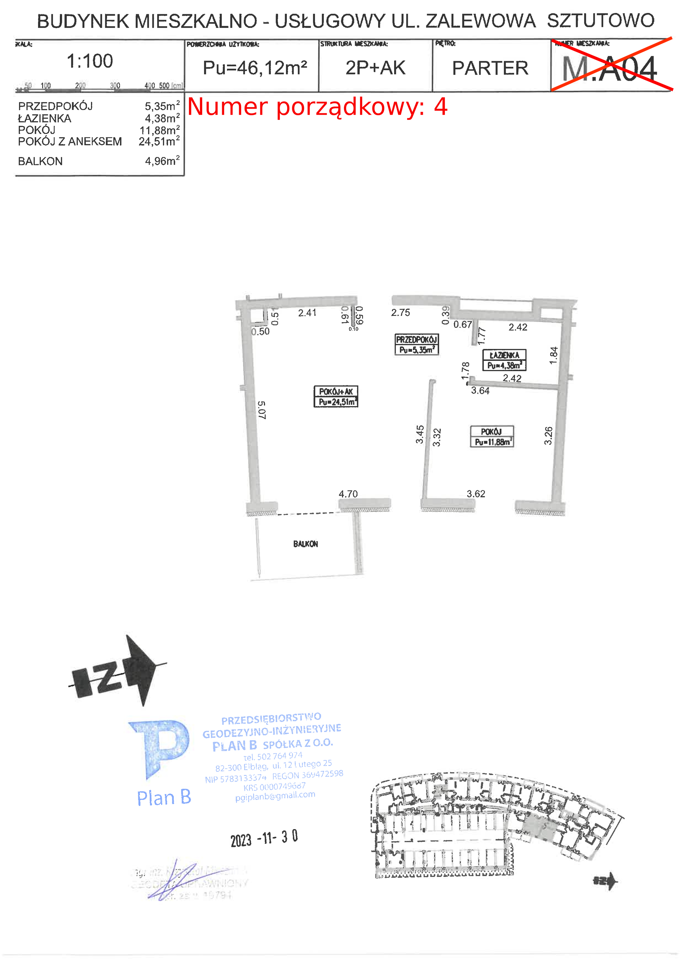 Apartament 46,12 m², parter, oferta nr M.A04, Perła Mierzei, Sztutowo, ul. Zalewowa-idx