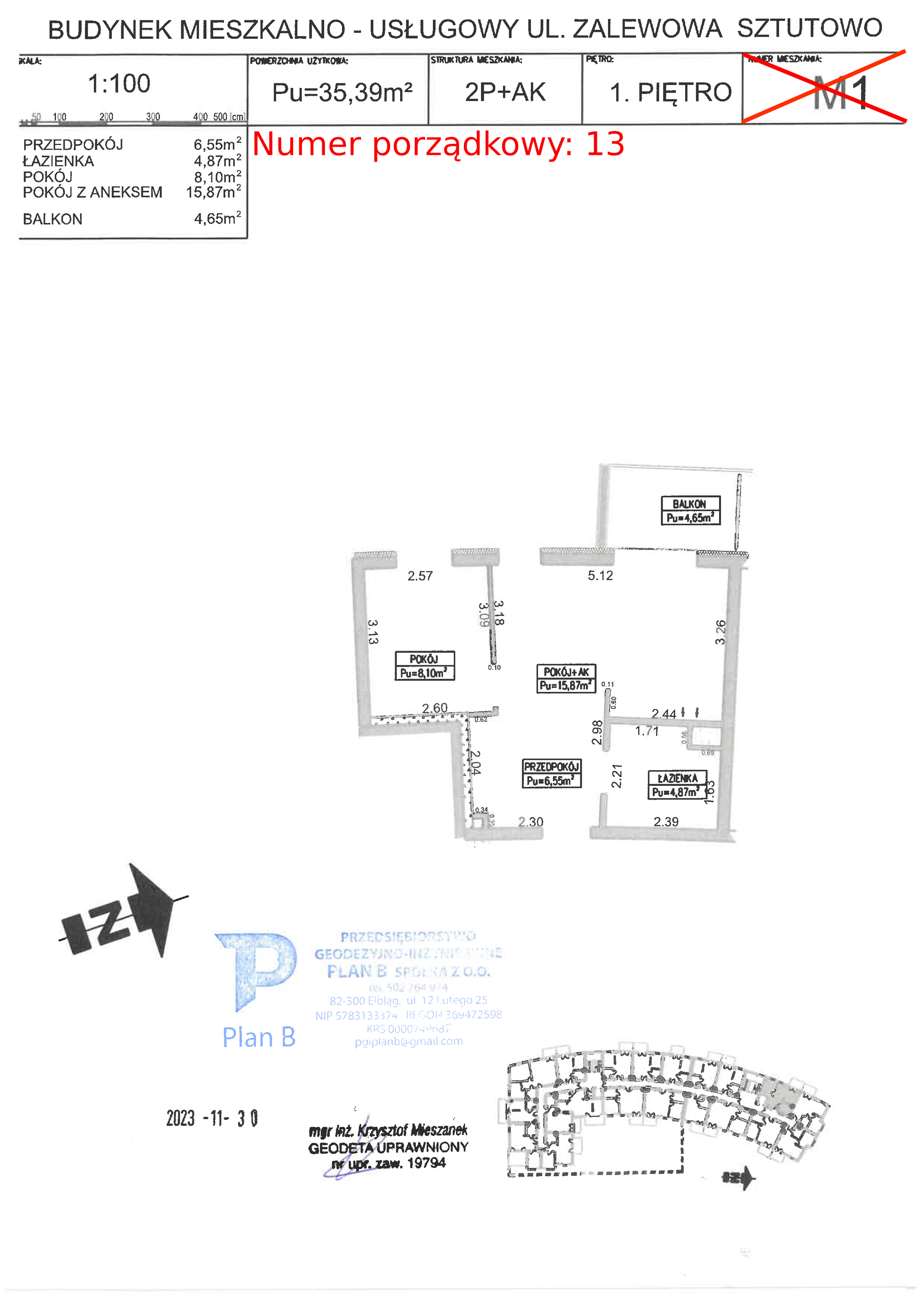 Apartament 35,39 m², piętro 1, oferta nr M.1, Perła Mierzei, Sztutowo, ul. Zalewowa-idx