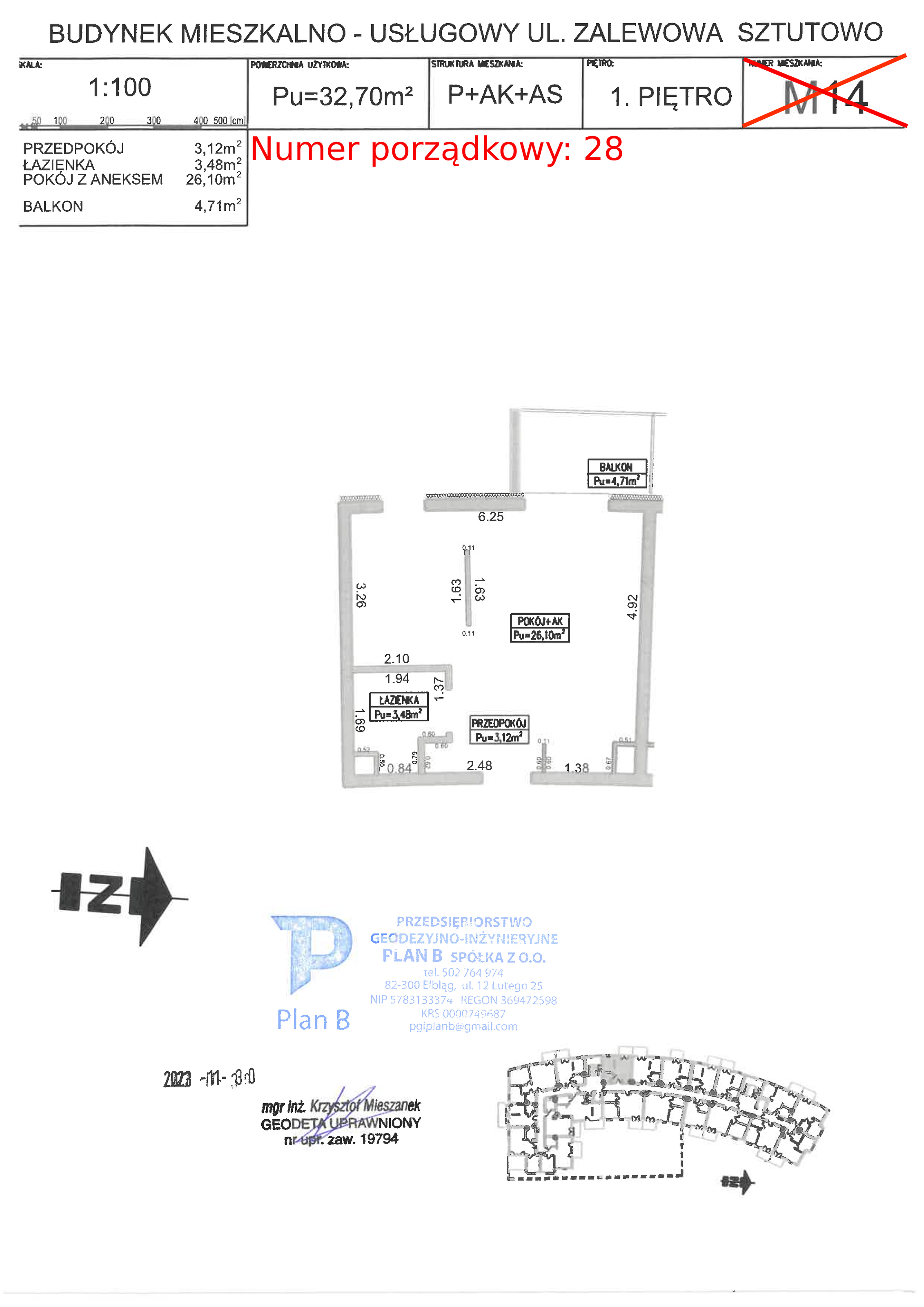 Apartament 32,70 m², piętro 1, oferta nr M.14, Perła Mierzei, Sztutowo, ul. Zalewowa-idx