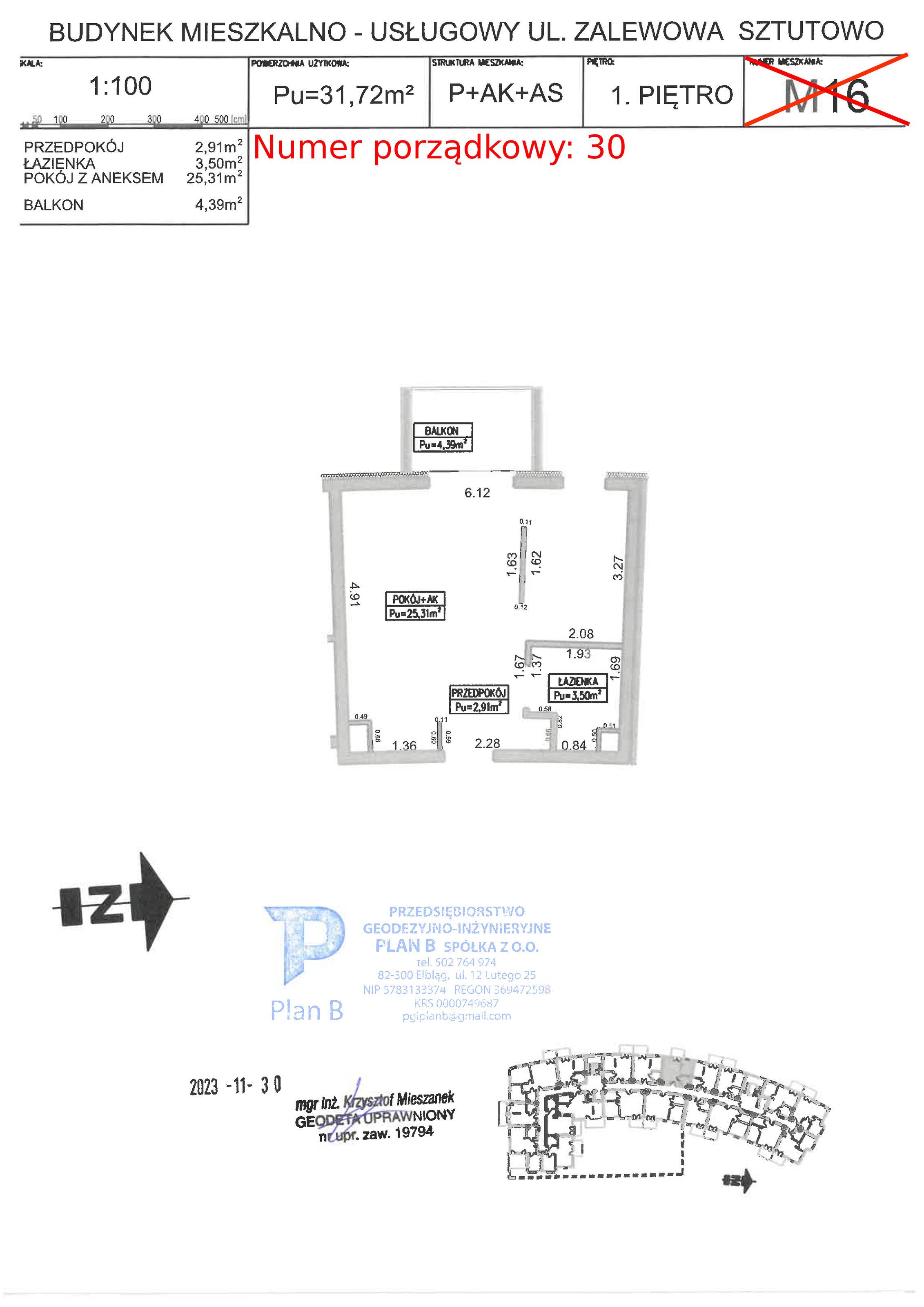 Apartament 31,72 m², piętro 1, oferta nr M.16, Perła Mierzei, Sztutowo, ul. Zalewowa-idx