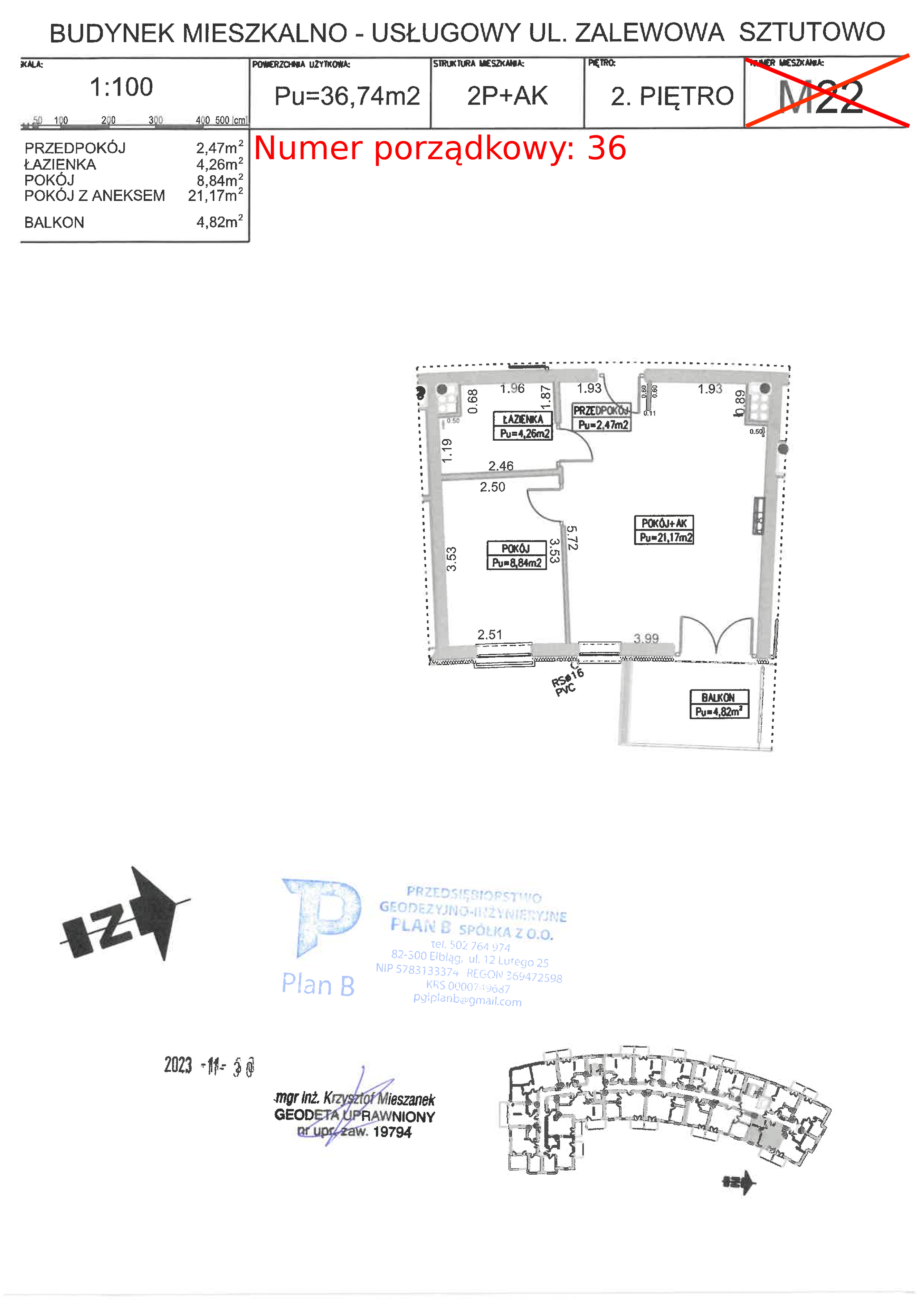 Apartament 36,74 m², piętro 2, oferta nr M.22, Perła Mierzei, Sztutowo, ul. Zalewowa-idx