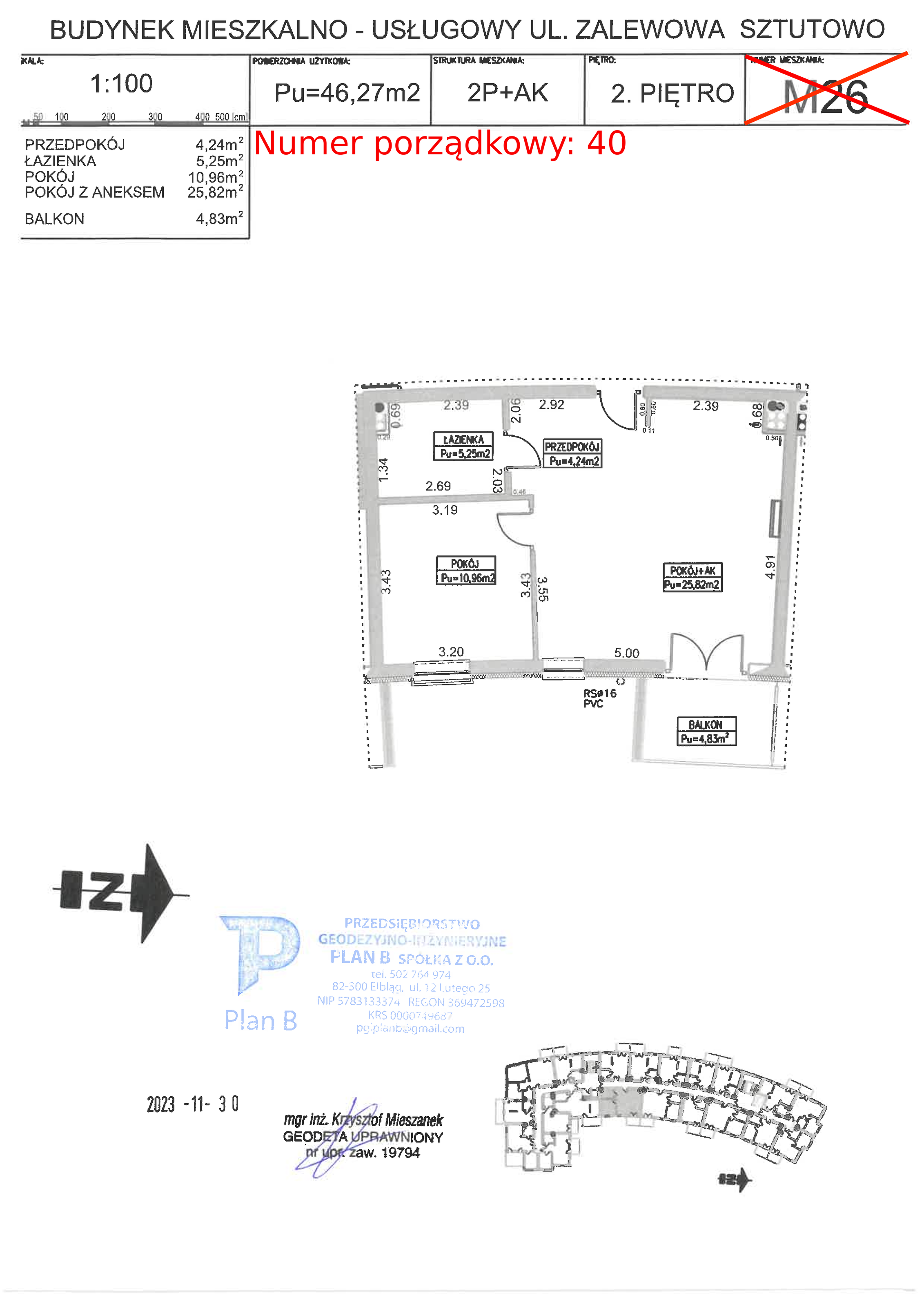 Apartament 46,27 m², piętro 2, oferta nr M.26, Perła Mierzei, Sztutowo, ul. Zalewowa-idx