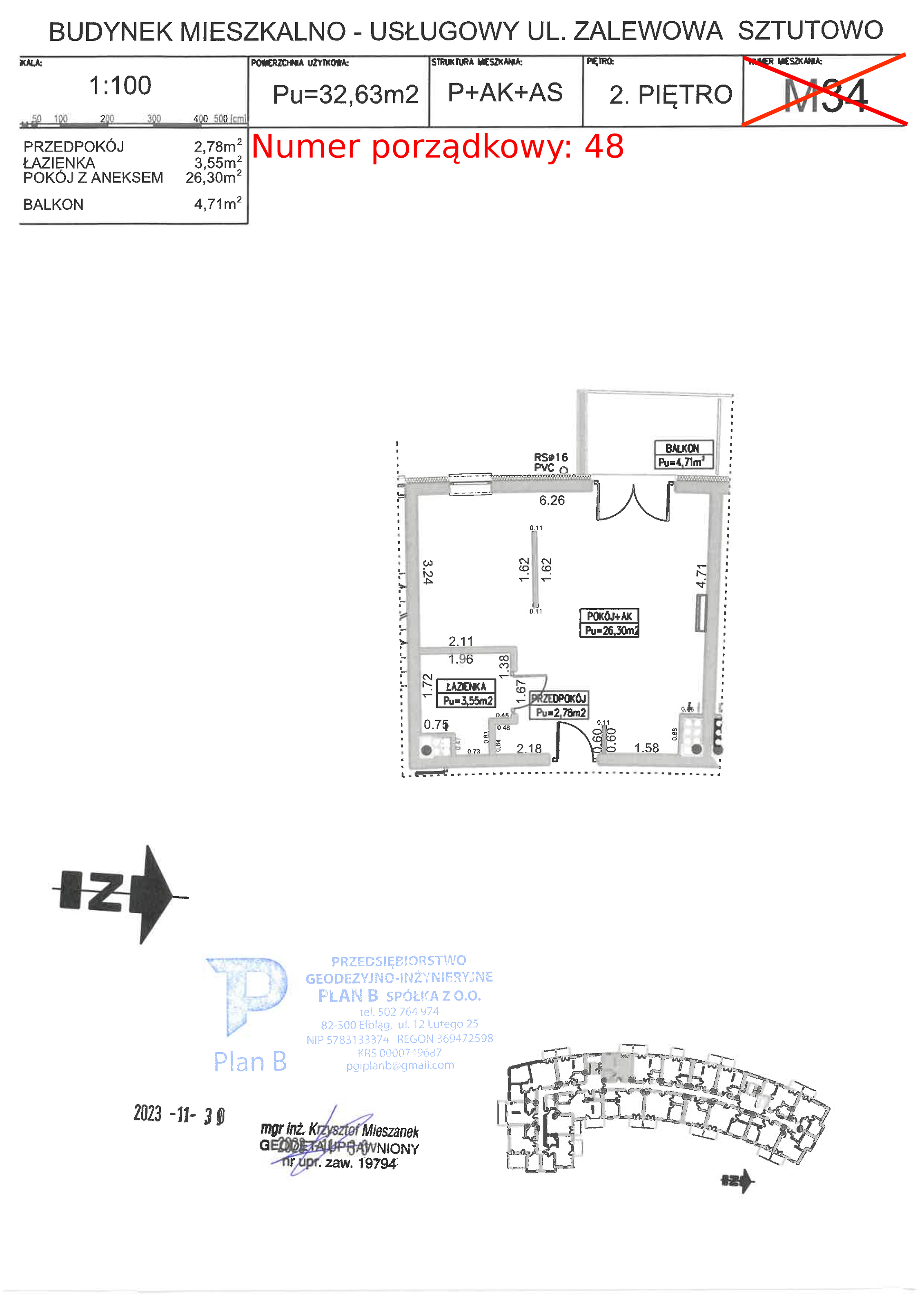 Apartament 32,63 m², piętro 2, oferta nr M.34, Perła Mierzei, Sztutowo, ul. Zalewowa-idx