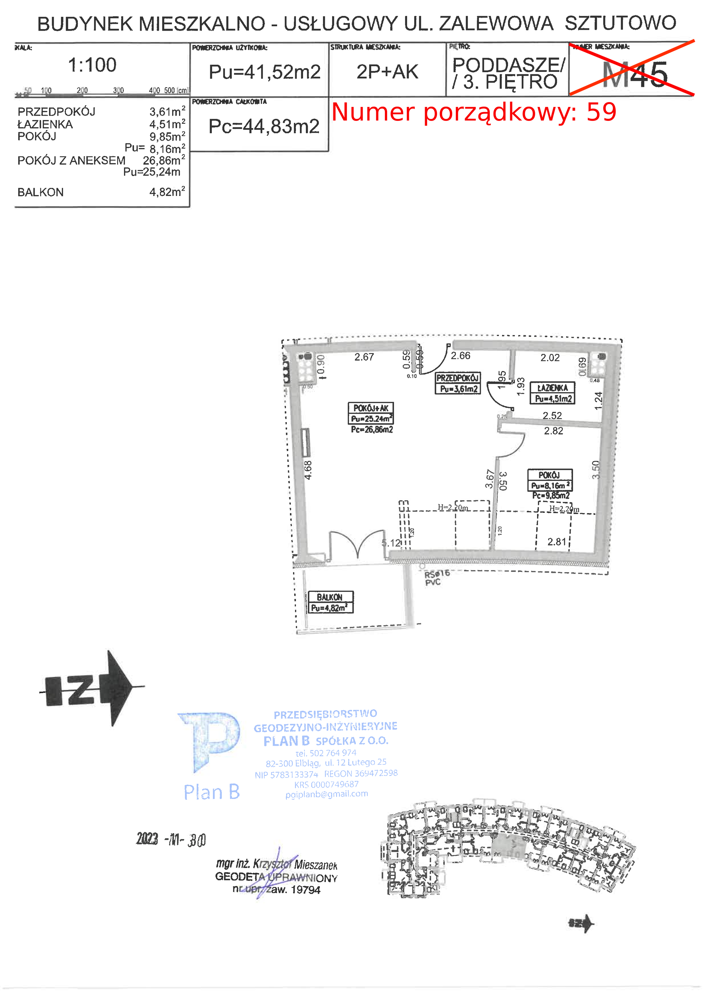 Apartament 41,52 m², piętro 3, oferta nr M.45, Perła Mierzei, Sztutowo, ul. Zalewowa-idx