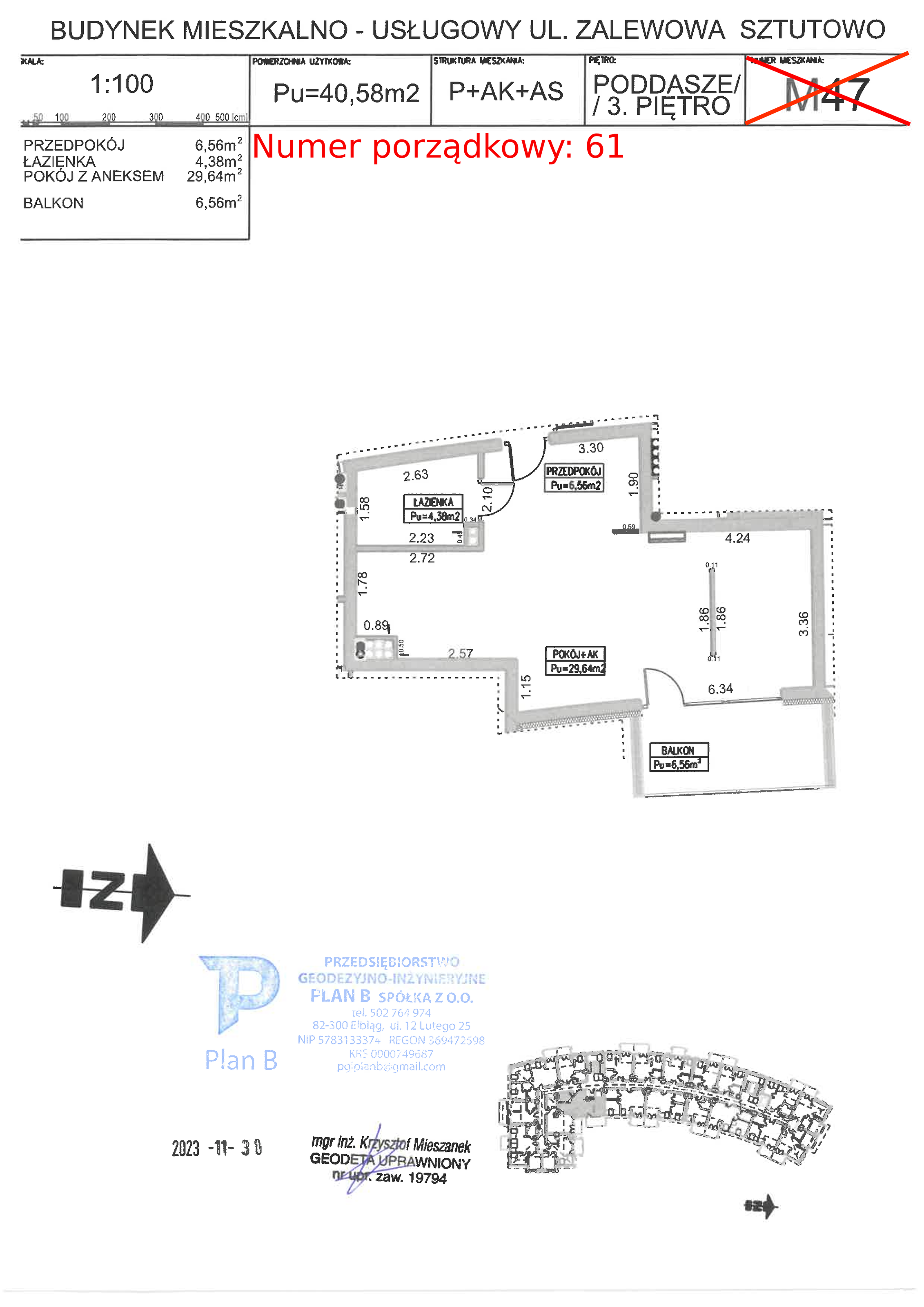 Apartament 40,58 m², piętro 3, oferta nr M.47, Perła Mierzei, Sztutowo, ul. Zalewowa-idx