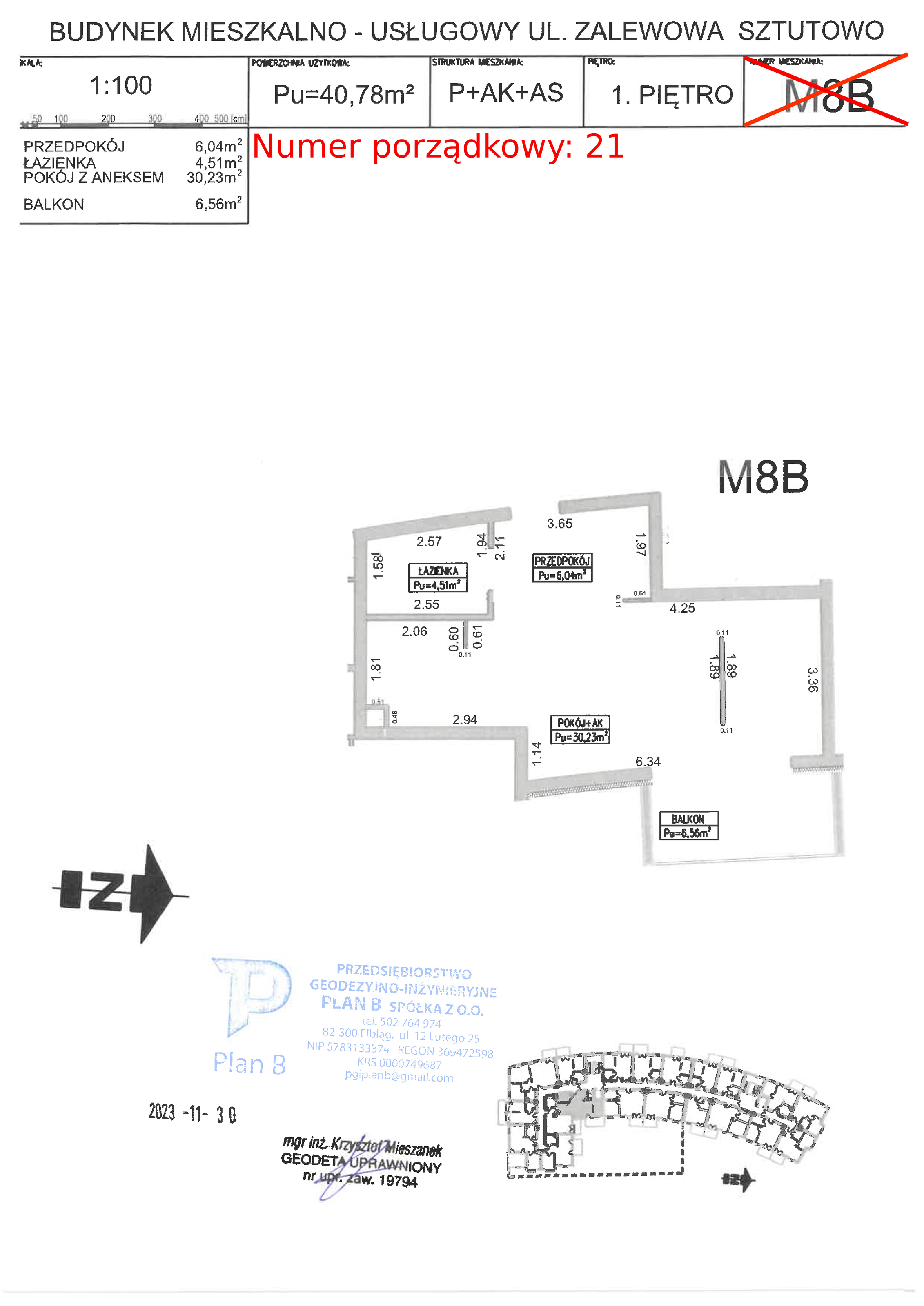 Apartament 40,78 m², piętro 1, oferta nr M.8B, Perła Mierzei, Sztutowo, ul. Zalewowa-idx