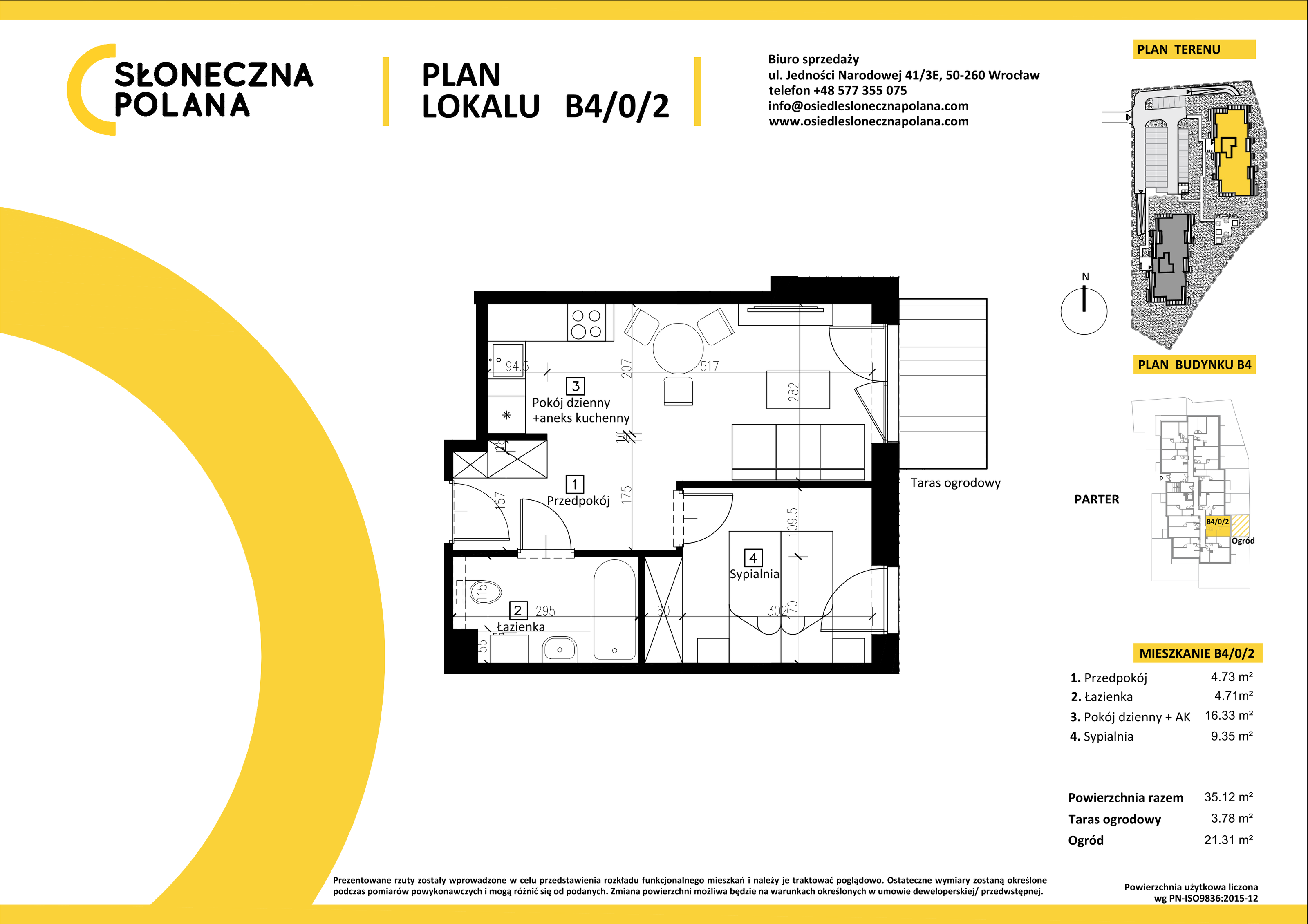 Apartament 35,12 m², parter, oferta nr B4/0/2, Słoneczna Polana, Kudowa-Zdrój, ul. Bluszczowa-idx