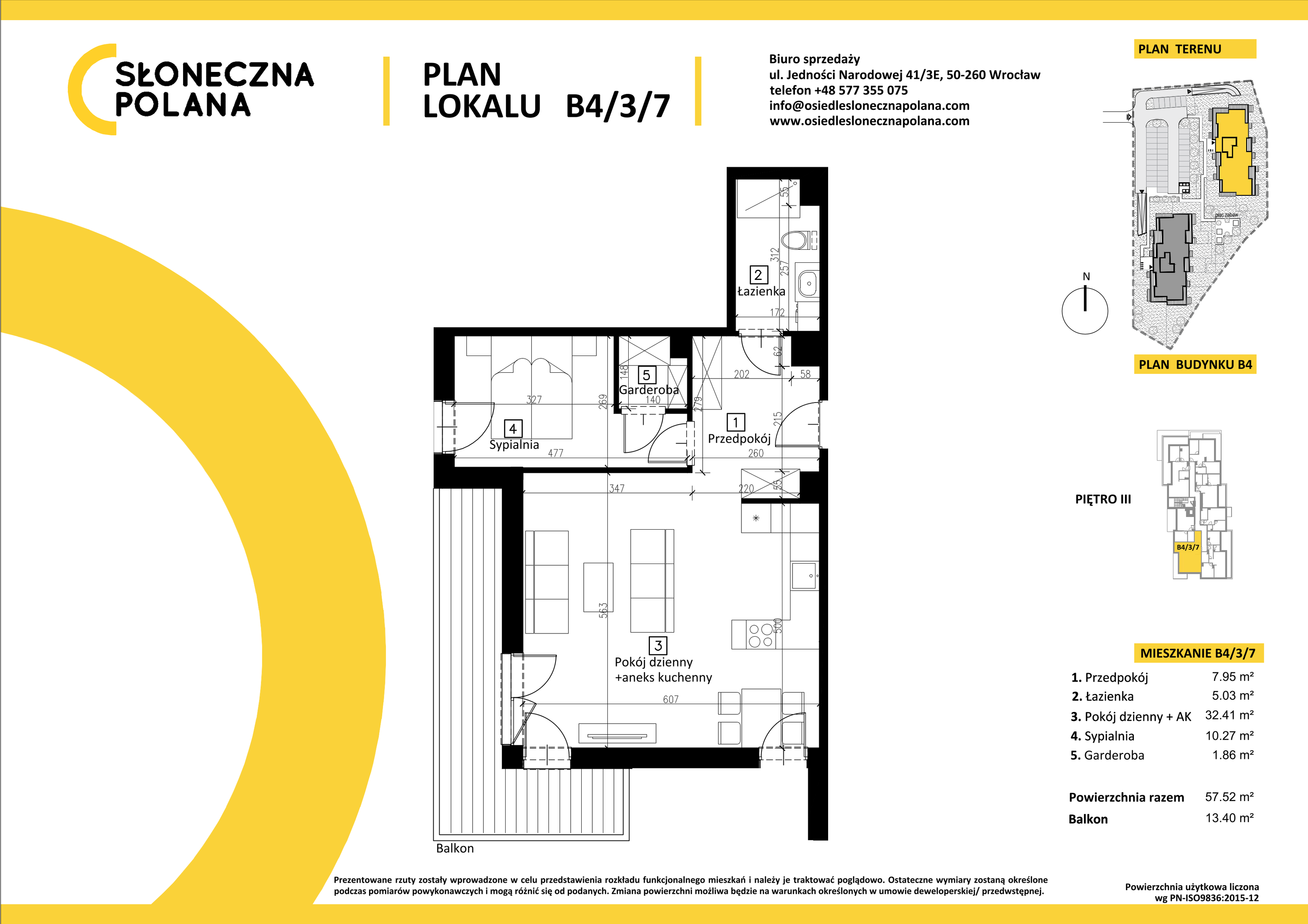 Mieszkanie 57,52 m², piętro 3, oferta nr B4/3/7, Słoneczna Polana, Kudowa-Zdrój, ul. Bluszczowa-idx