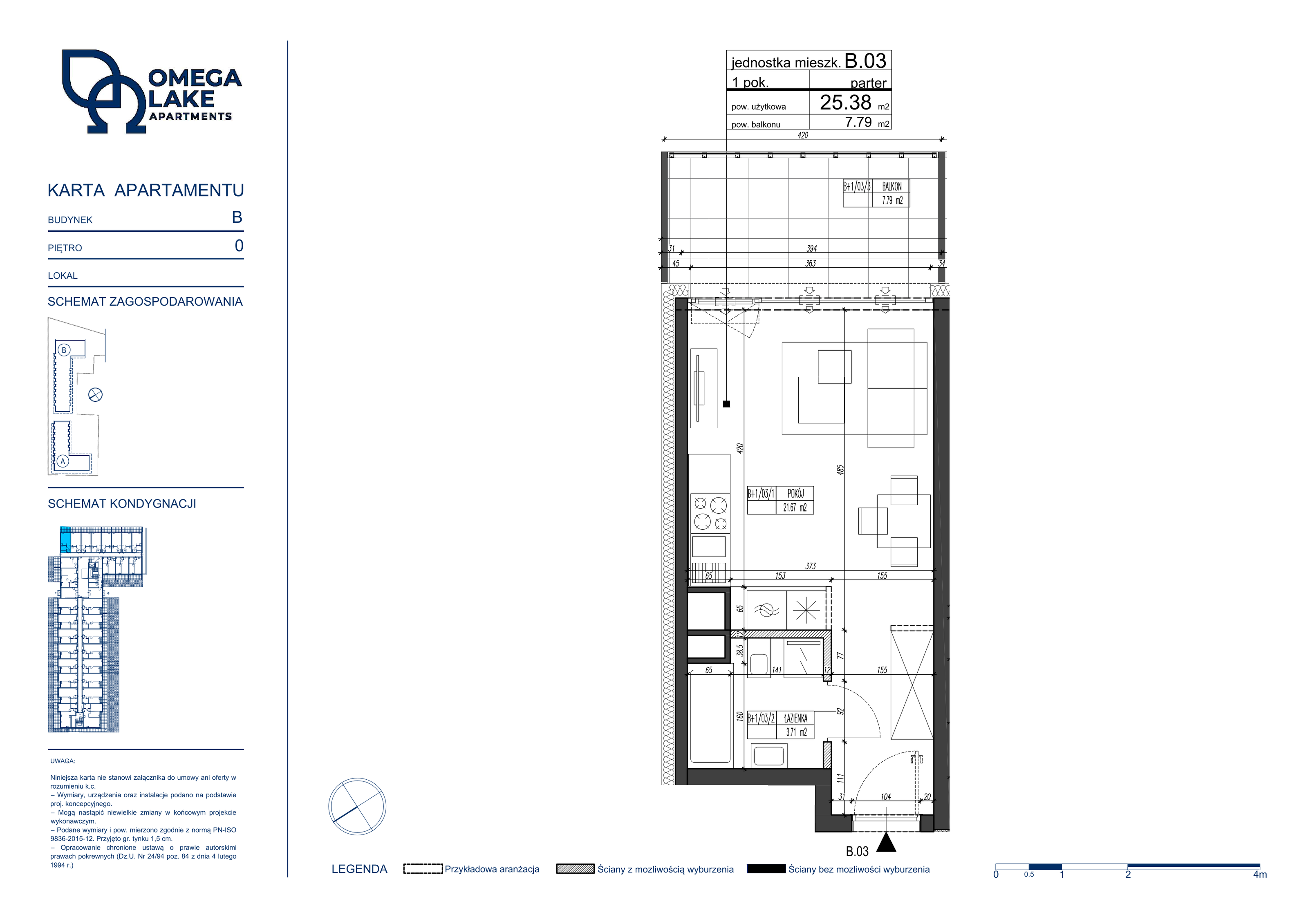 Apartament 25,38 m², parter, oferta nr 0/03/, Omega Lake Apartaments, Olsztyn, Dajtki, ul. Sielska 4-idx