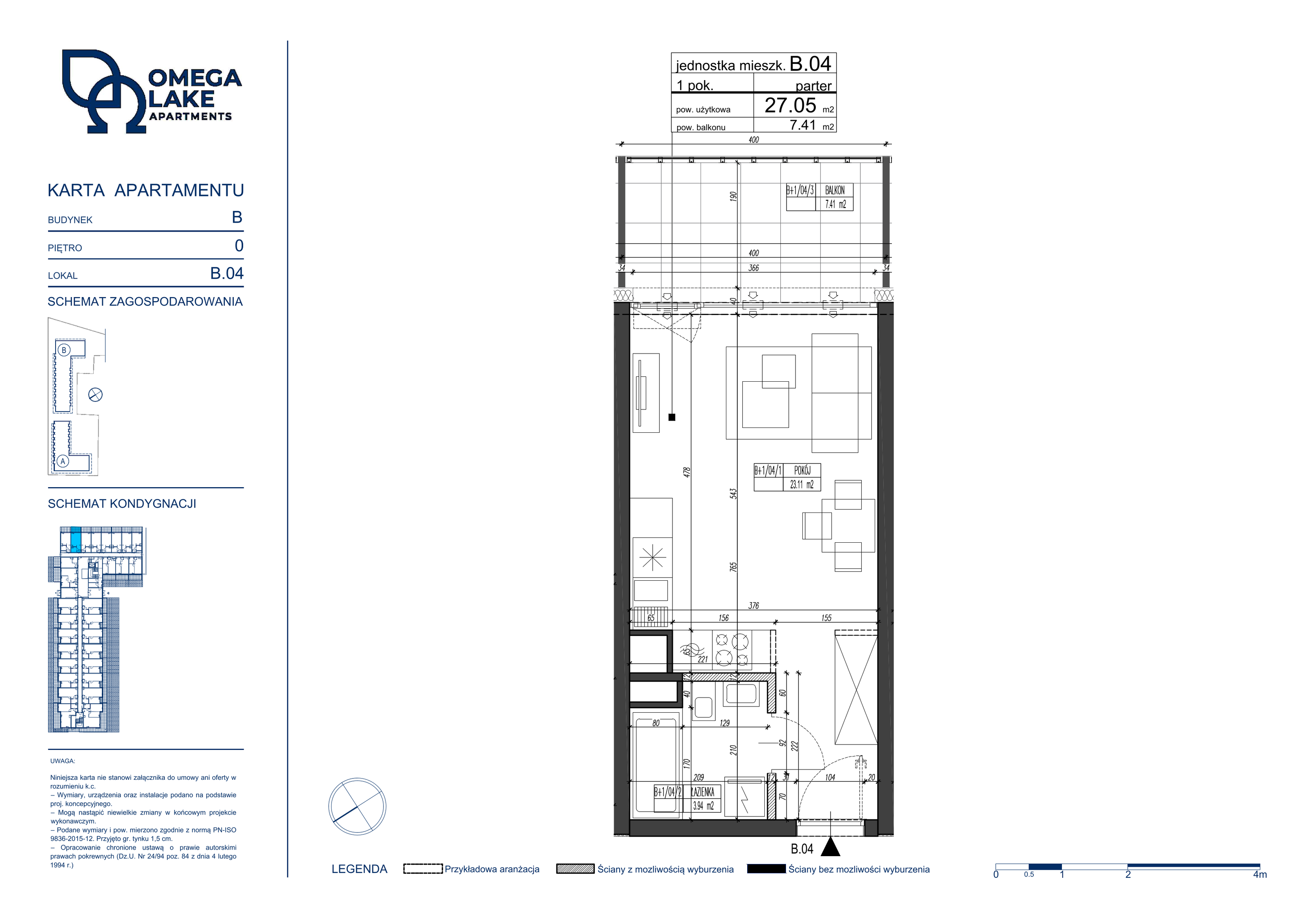 Apartament 27,05 m², parter, oferta nr 0/04/, Omega Lake Apartaments, Olsztyn, Dajtki, ul. Sielska 4-idx