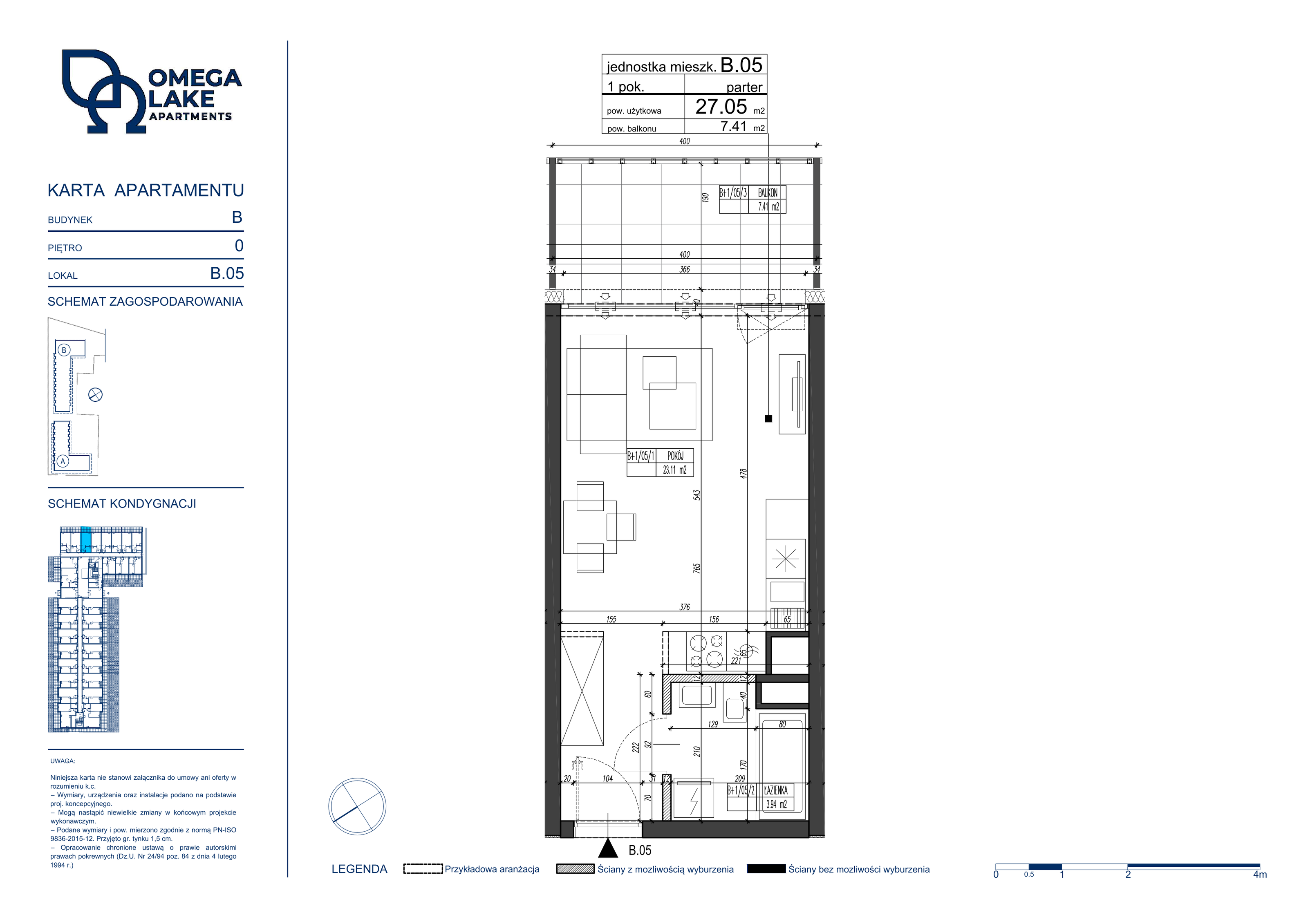 Apartament 27,05 m², parter, oferta nr 0/05/, Omega Lake Apartaments, Olsztyn, Dajtki, ul. Sielska 4-idx