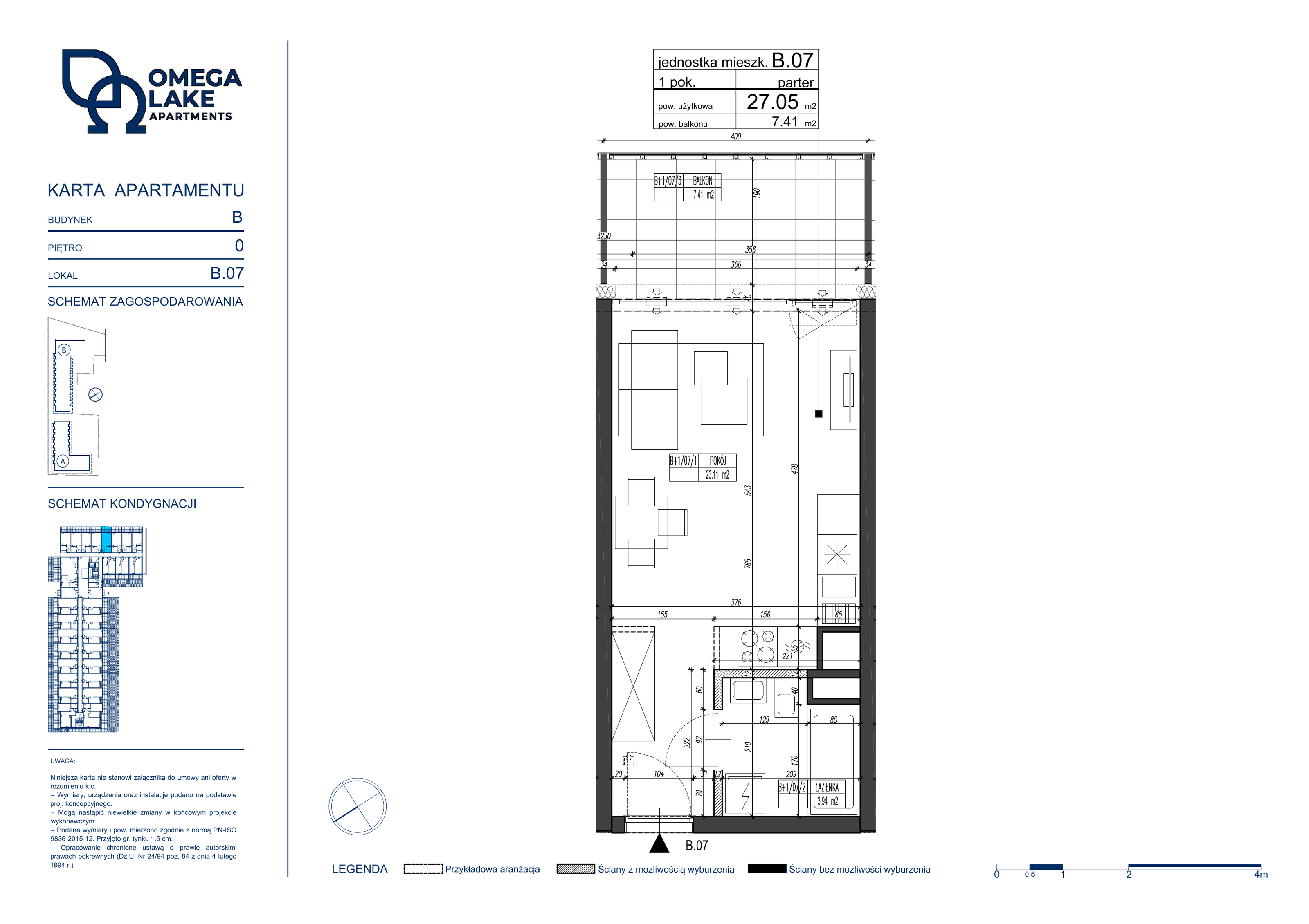 Apartament 27,05 m², parter, oferta nr 0/07/, Omega Lake Apartaments, Olsztyn, Dajtki, ul. Sielska 4-idx