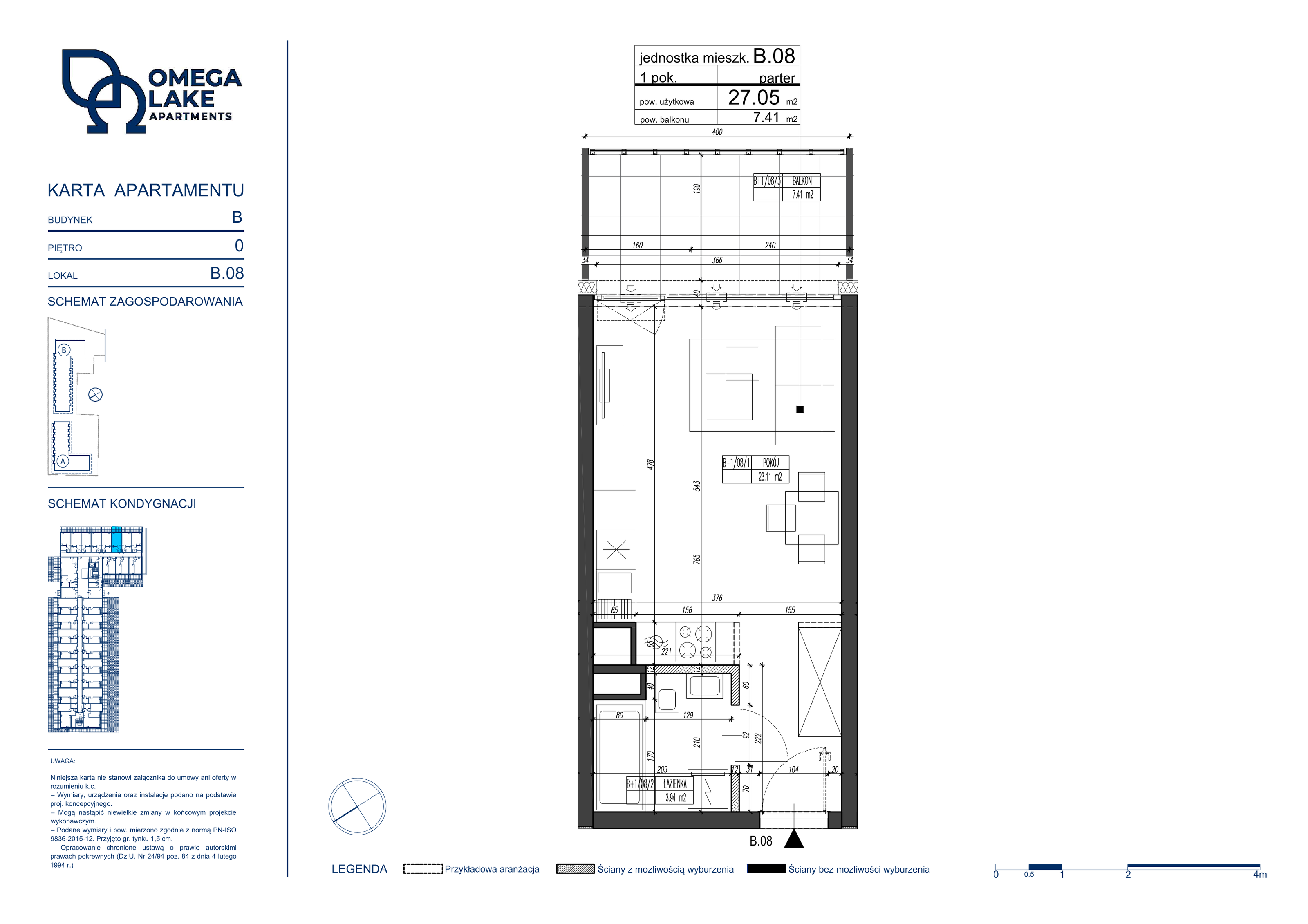 Apartament 27,05 m², parter, oferta nr 0/08/, Omega Lake Apartaments, Olsztyn, Dajtki, ul. Sielska 4-idx