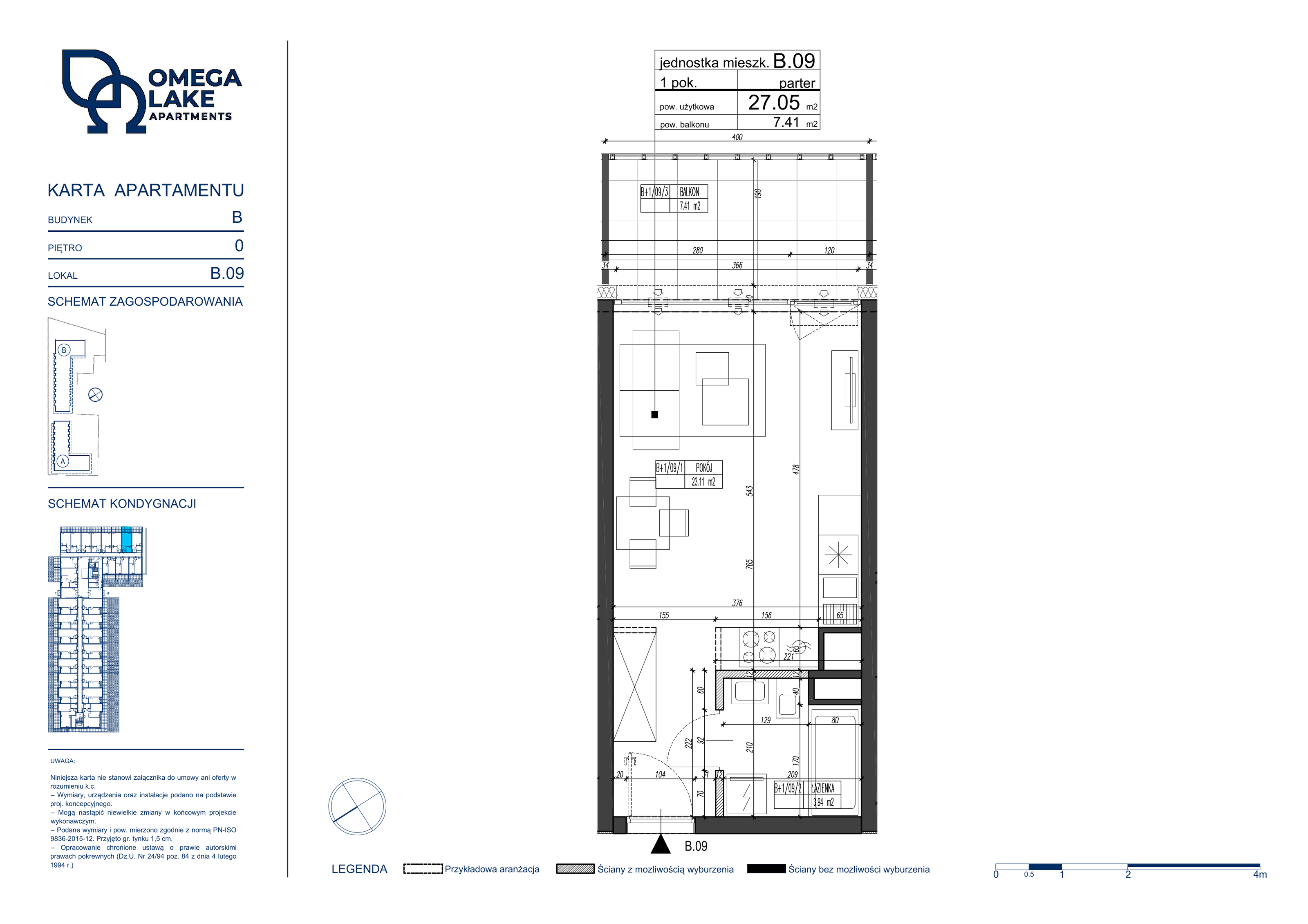 Apartament 27,05 m², parter, oferta nr 0/09/, Omega Lake Apartaments, Olsztyn, Dajtki, ul. Sielska 4-idx