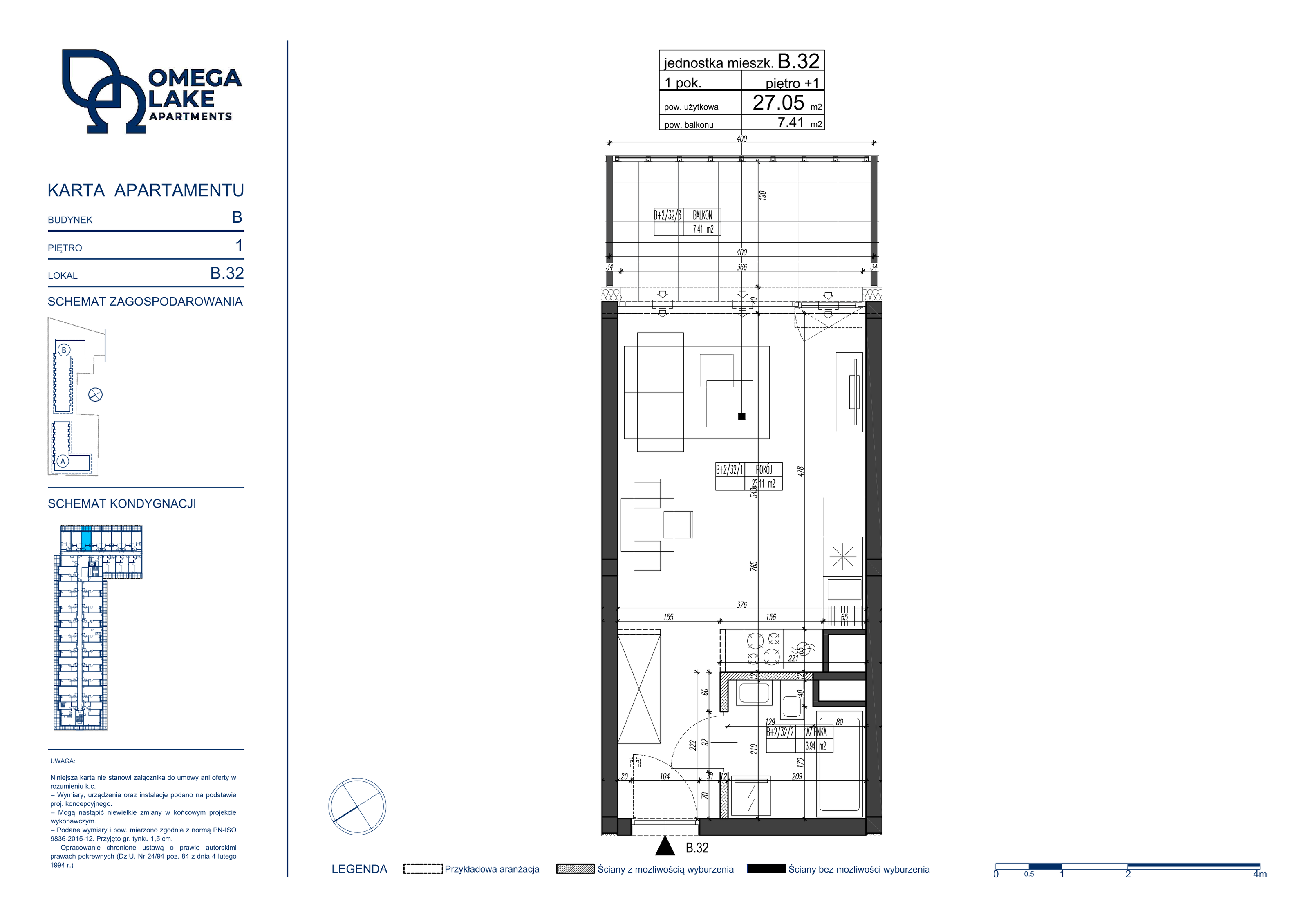 Apartament 27,05 m², piętro 1, oferta nr 1/32/, Omega Lake Apartaments, Olsztyn, Dajtki, ul. Sielska 4-idx