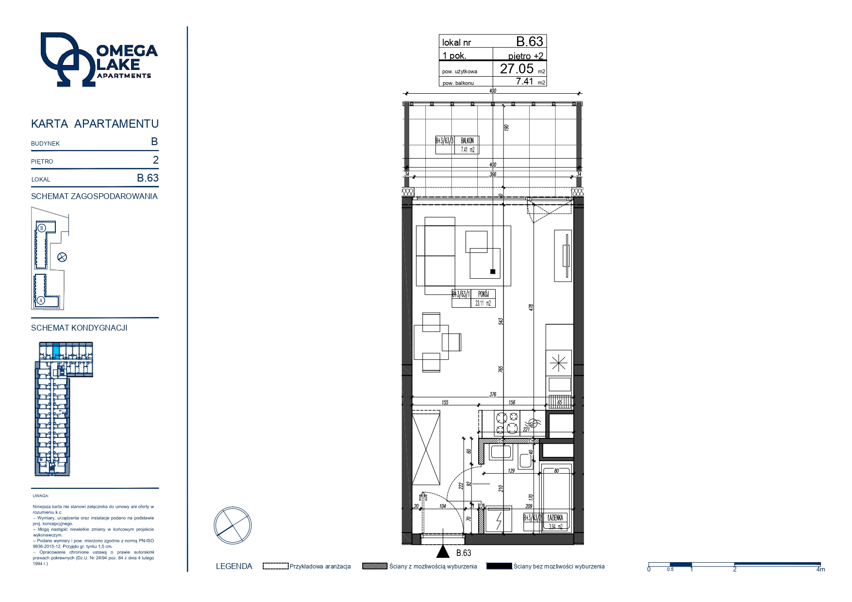 Apartament 27,05 m², piętro 2, oferta nr 2/63/, Omega Lake Apartaments, Olsztyn, Dajtki, ul. Sielska 4-idx