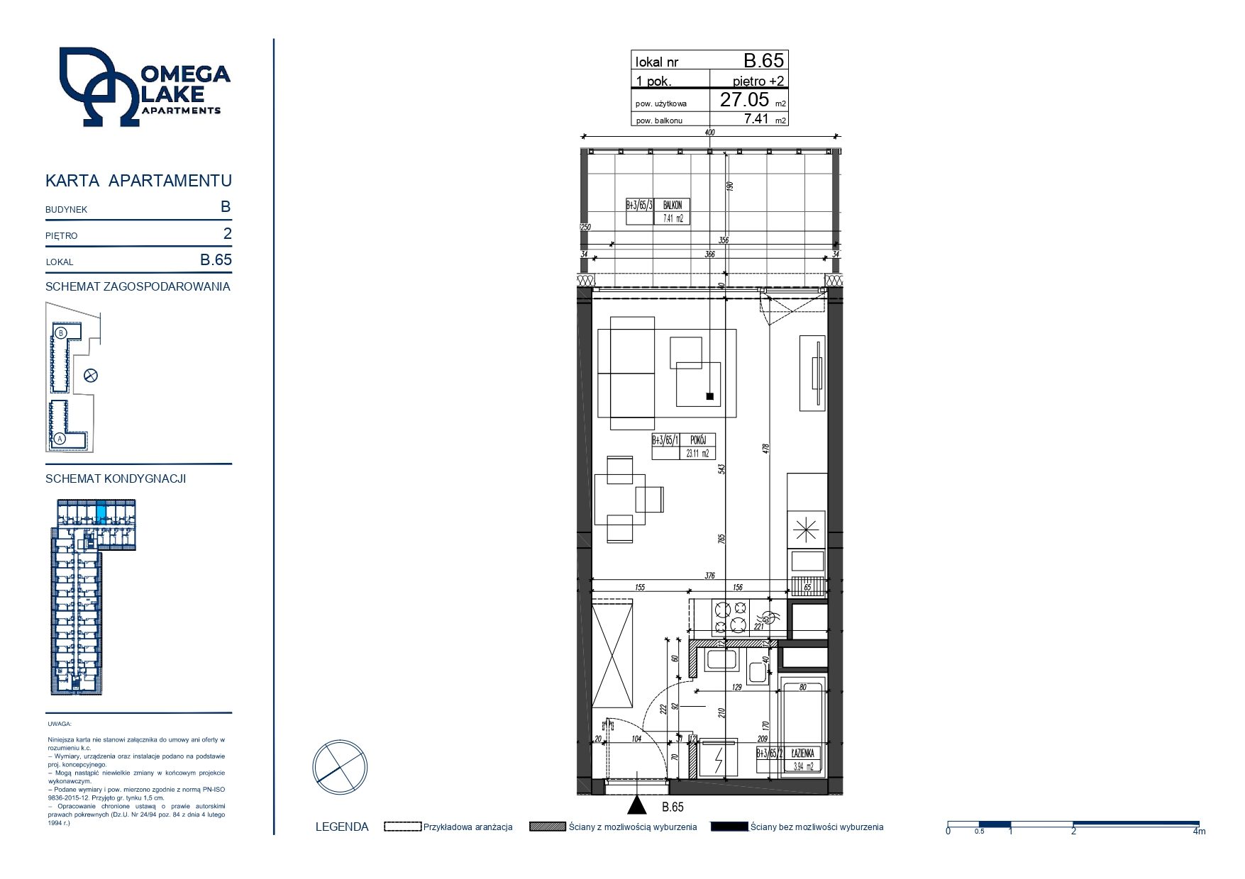 Apartament 27,05 m², piętro 2, oferta nr 2/65/, Omega Lake Apartaments, Olsztyn, Dajtki, ul. Sielska 4-idx