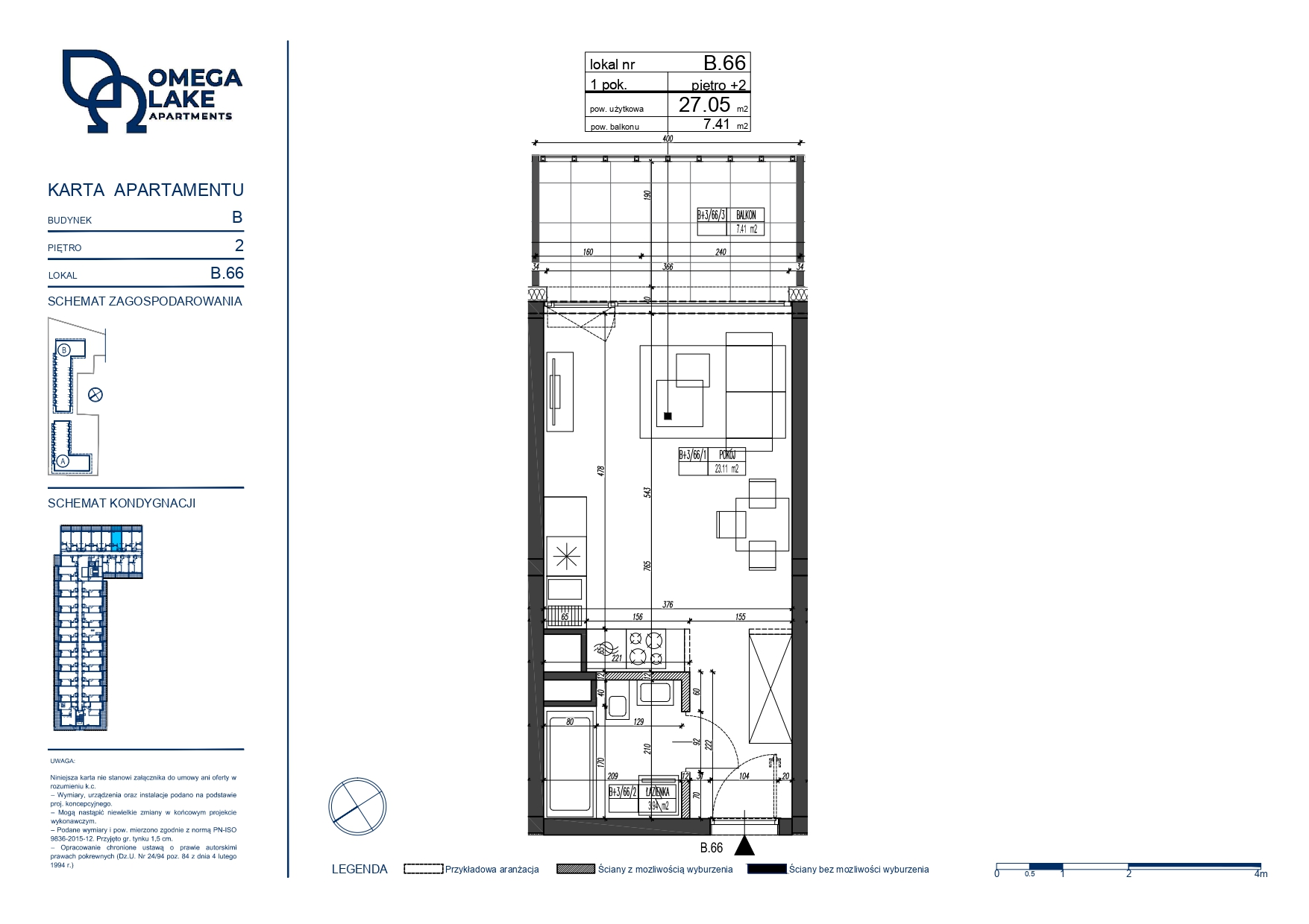 Apartament 27,05 m², piętro 2, oferta nr 2/66/, Omega Lake Apartaments, Olsztyn, Dajtki, ul. Sielska 4-idx