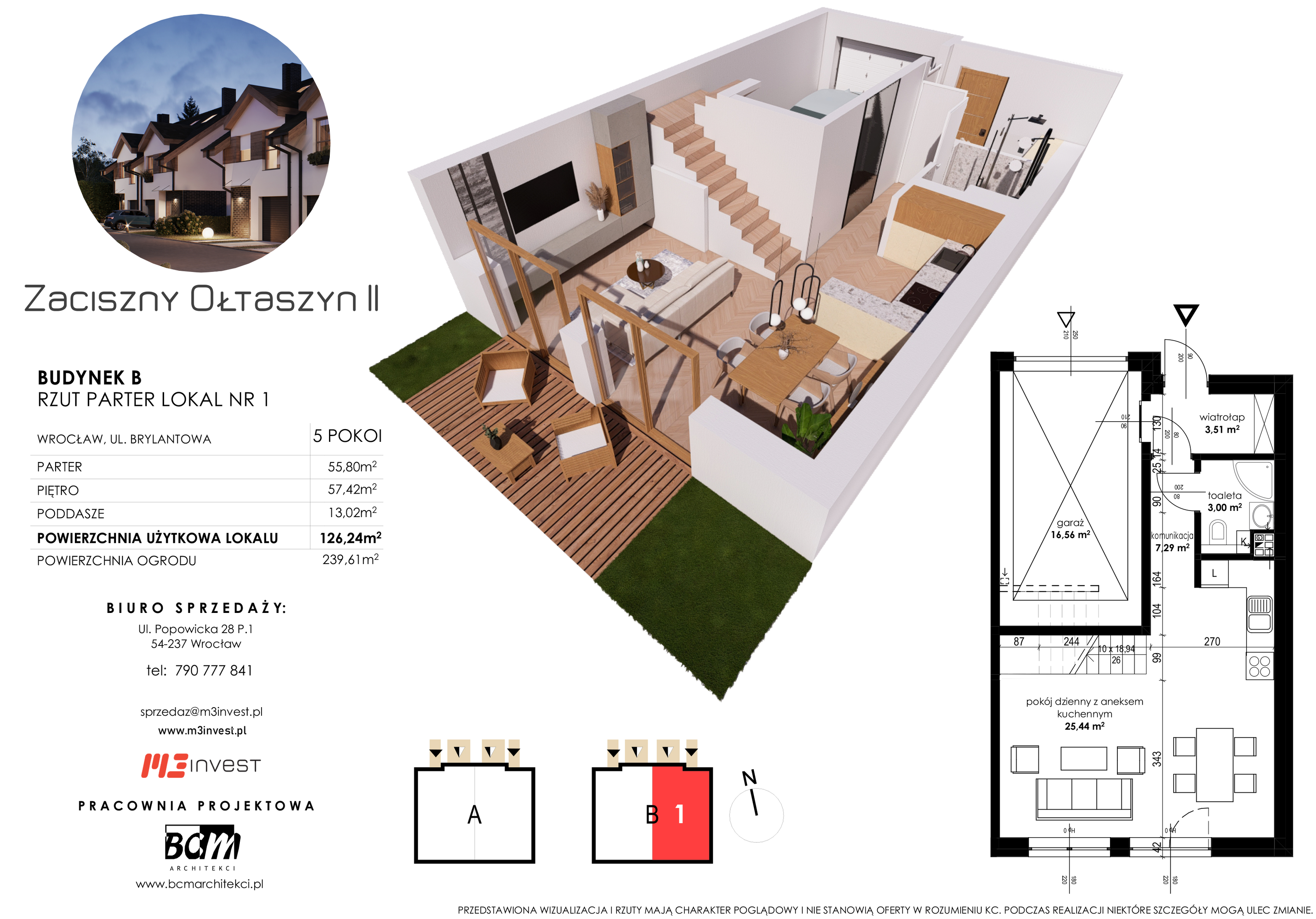 Dom 126,24 m², oferta nr B1, Zaciszny Ołtaszyn II, Wrocław, Ołtaszyn, Krzyki, ul. Brylantowa-idx