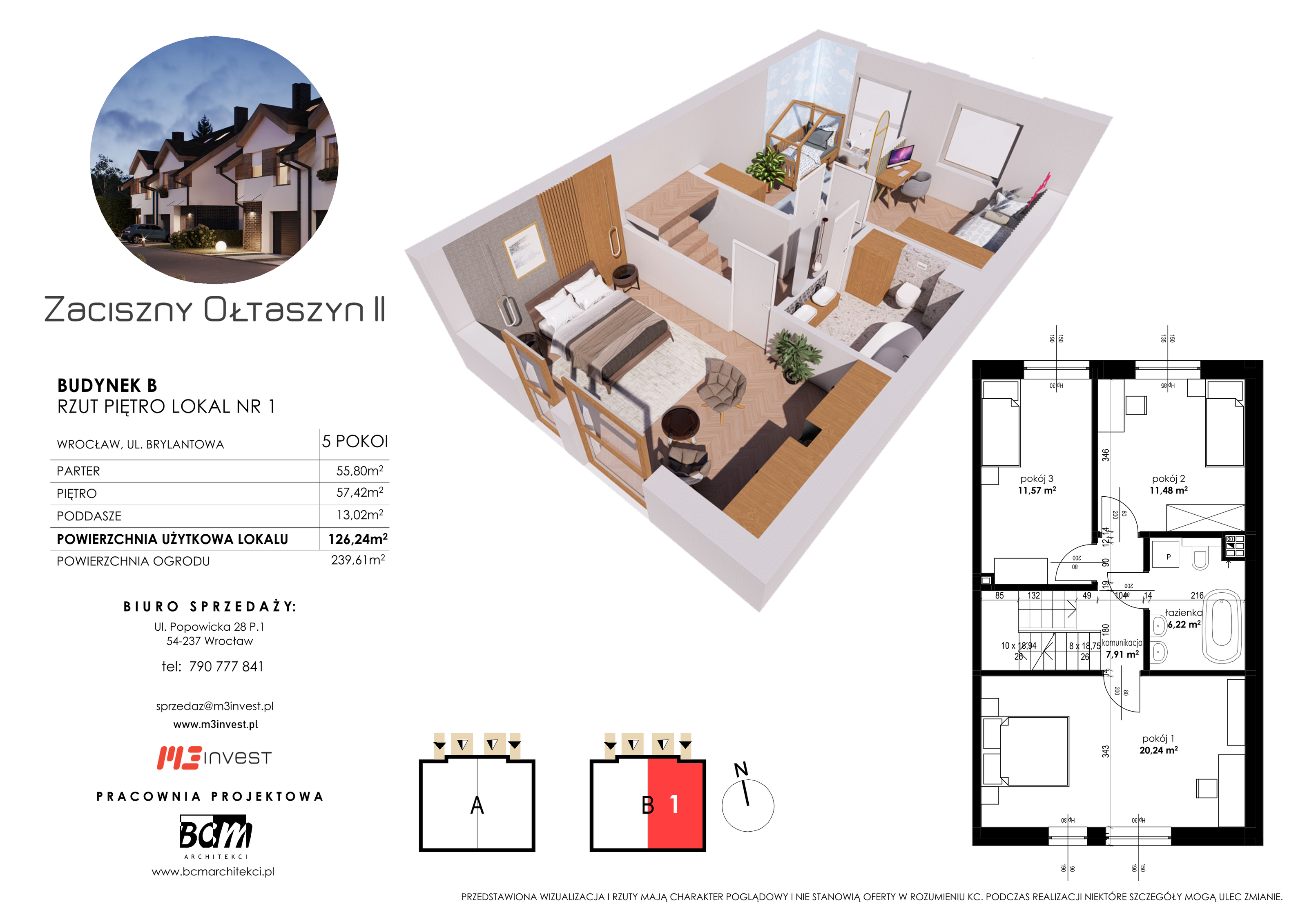 Dom 126,24 m², oferta nr B1, Zaciszny Ołtaszyn II, Wrocław, Ołtaszyn, Krzyki, ul. Brylantowa-idx