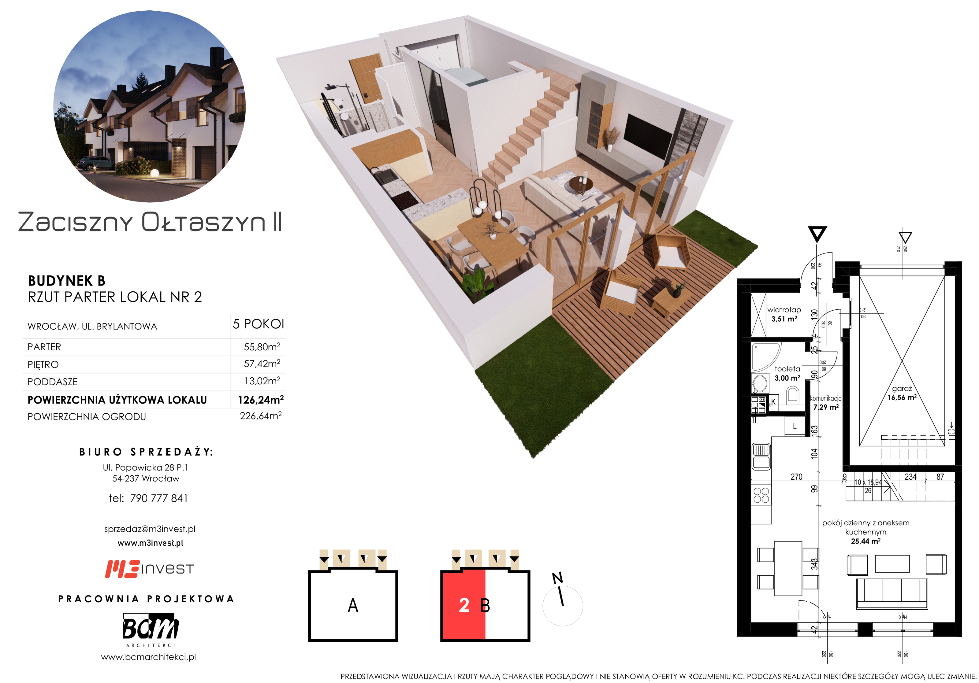 Dom 126,24 m², oferta nr B2, Zaciszny Ołtaszyn II, Wrocław, Ołtaszyn, Krzyki, ul. Brylantowa-idx