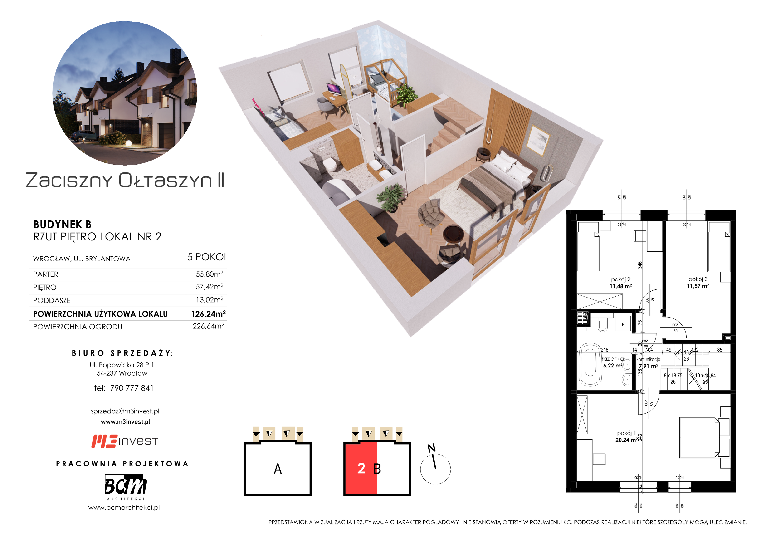 Dom 126,24 m², oferta nr B2, Zaciszny Ołtaszyn II, Wrocław, Ołtaszyn, Krzyki, ul. Brylantowa-idx