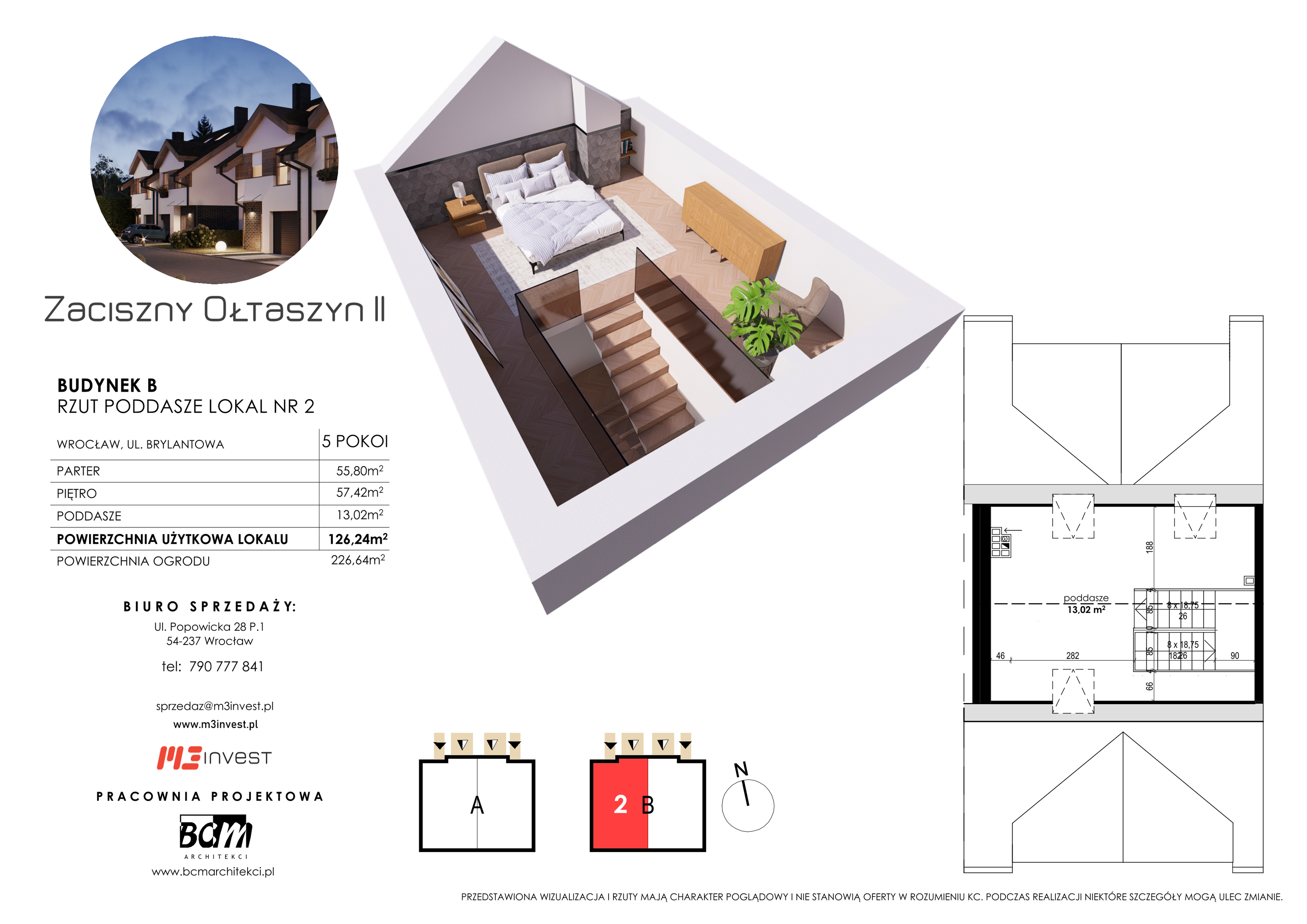 Dom 126,24 m², oferta nr B2, Zaciszny Ołtaszyn II, Wrocław, Ołtaszyn, Krzyki, ul. Brylantowa-idx