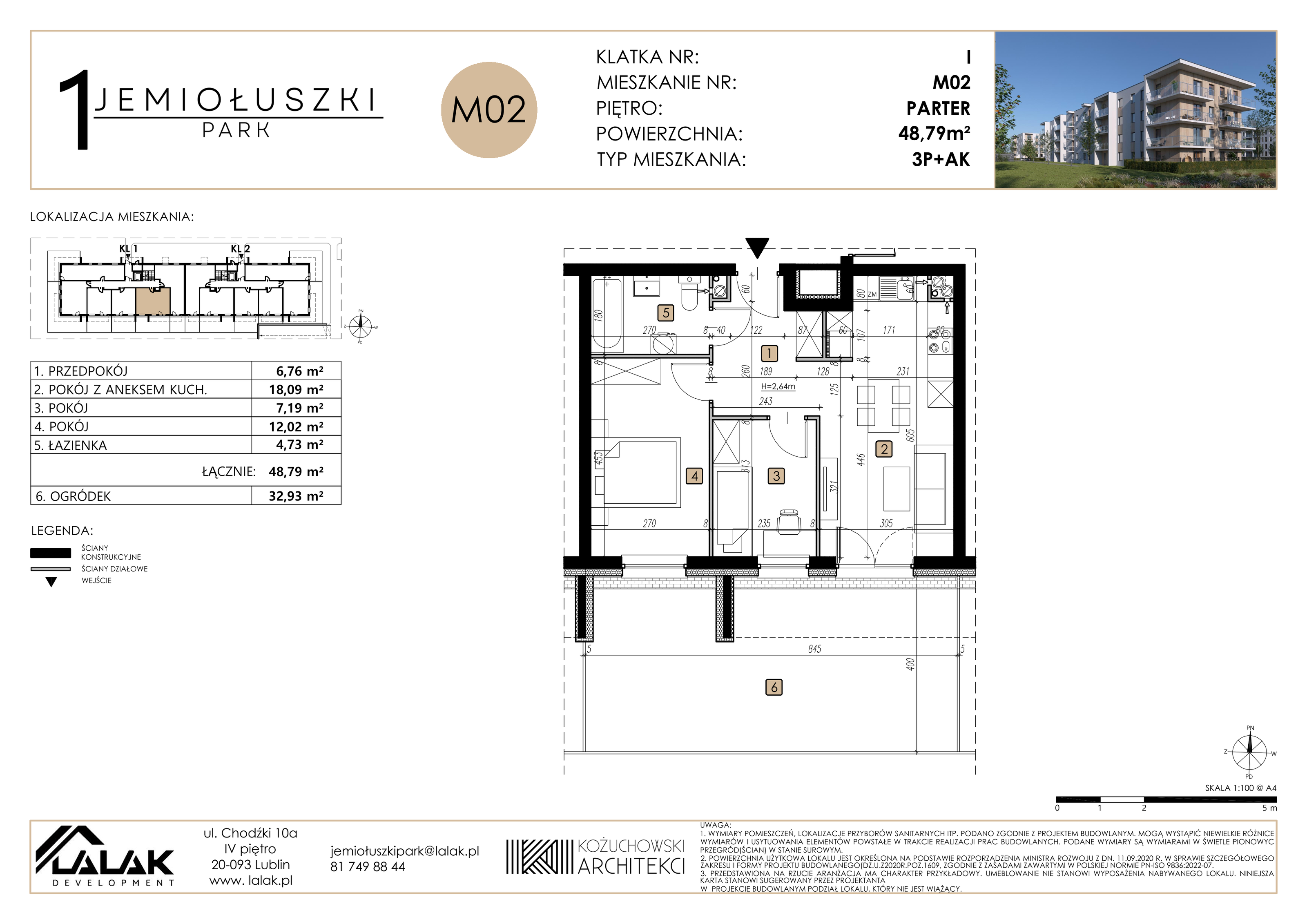 Mieszkanie 48,79 m², parter, oferta nr A1_M02, Jemiołuszki Park, Lublin, Węglin Południowy, ul. Jemiołuszki-idx