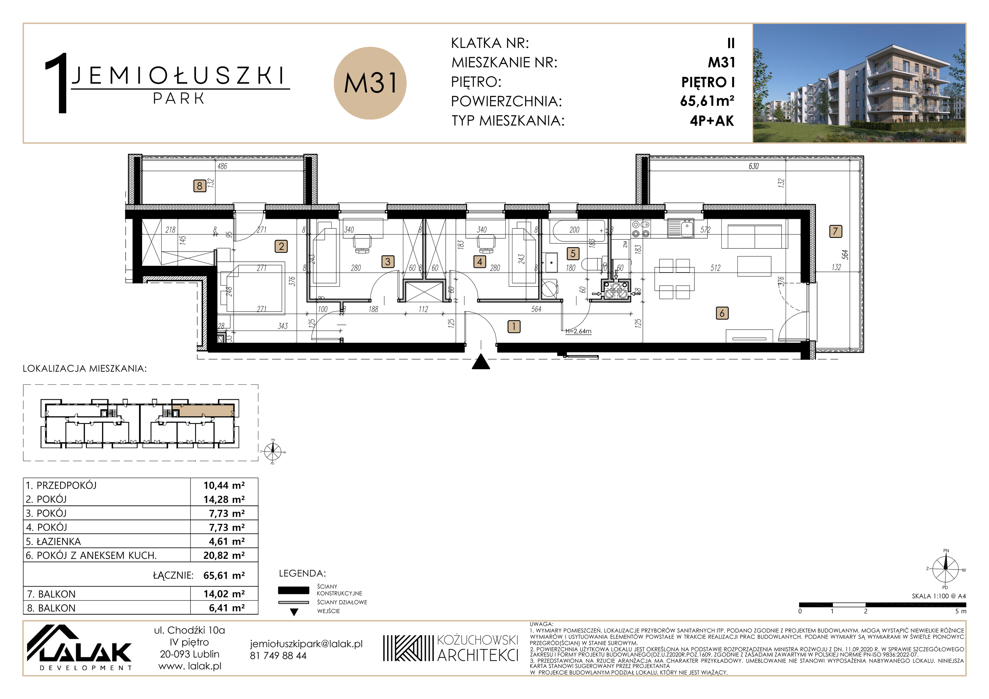 Mieszkanie 65,61 m², piętro 1, oferta nr A1_M31, Jemiołuszki Park, Lublin, Węglin Południowy, ul. Jemiołuszki-idx