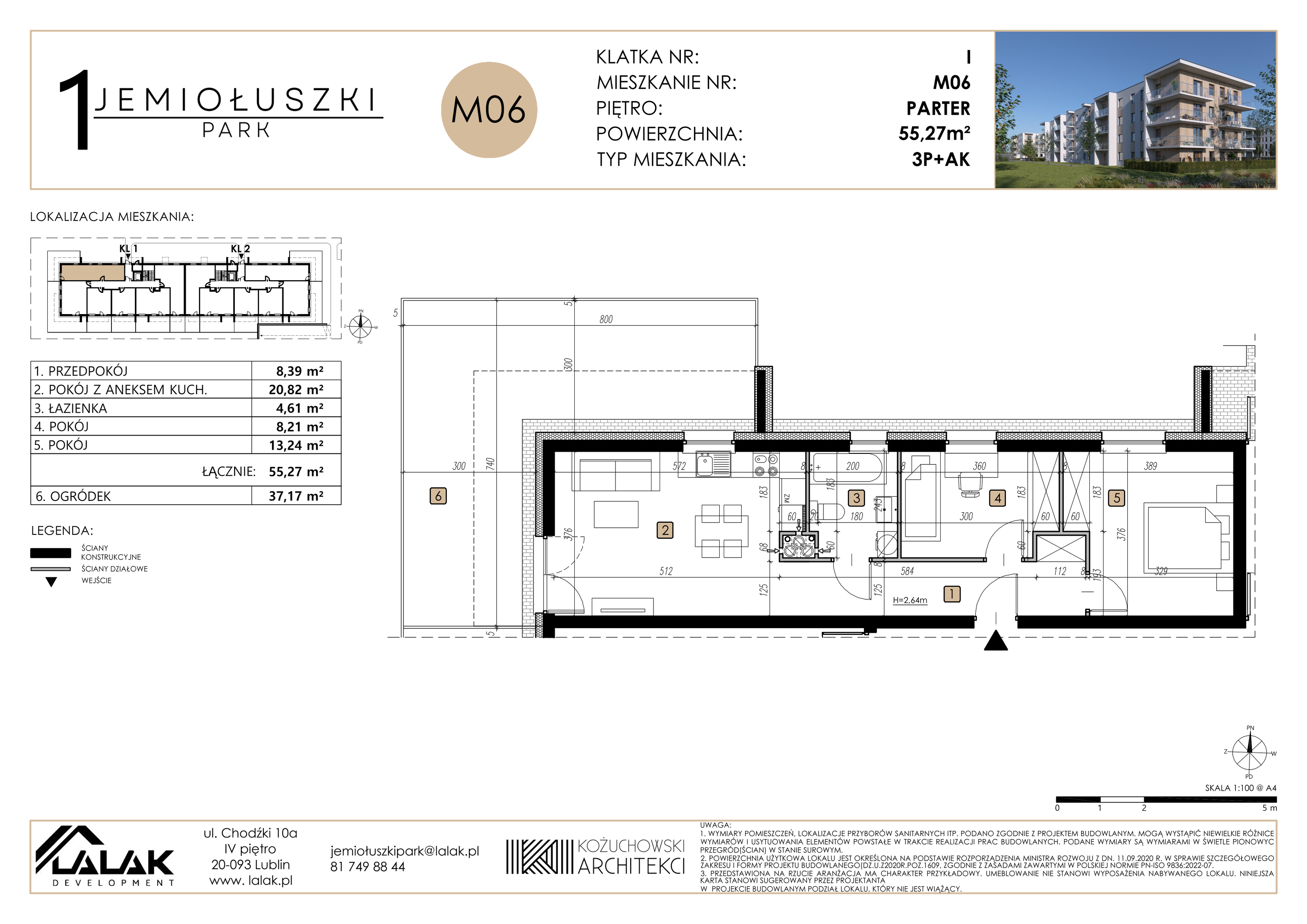 Mieszkanie 55,27 m², parter, oferta nr A1_M06, Jemiołuszki Park, Lublin, Węglin Południowy, ul. Jemiołuszki-idx